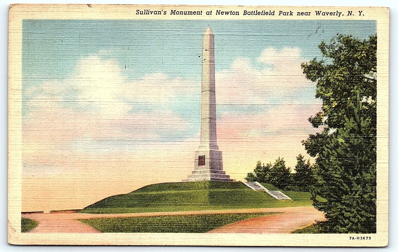 Postcard: Sullivan's Monument, Newton Battlefield Park, NY