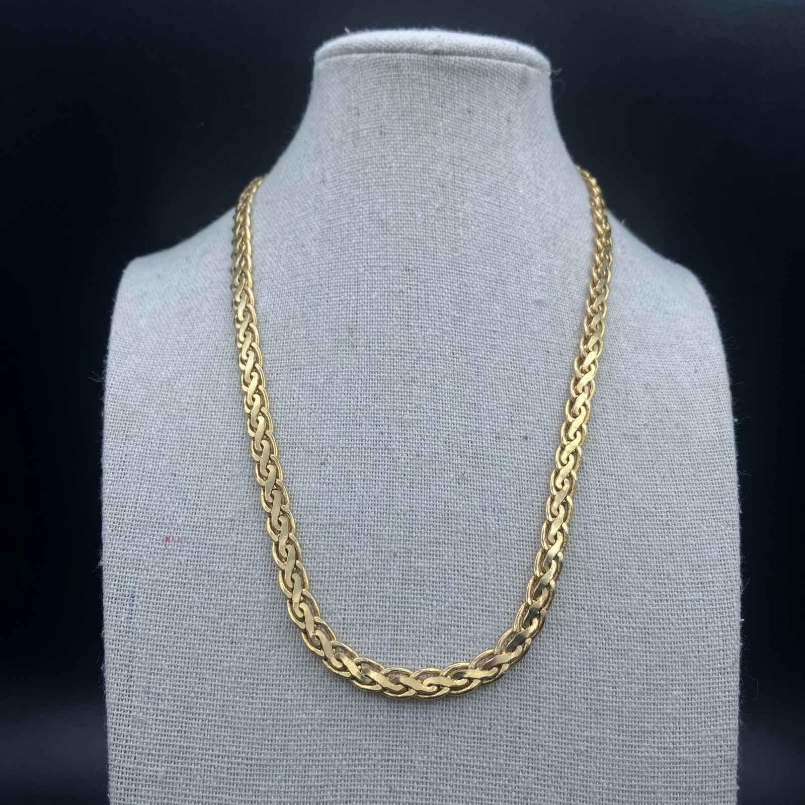 Vintage Braided Chain Necklace Gold Tone Chunky Layering 17in Vintage Braided Chain Necklace Gold Tone Chunky Layering 17in