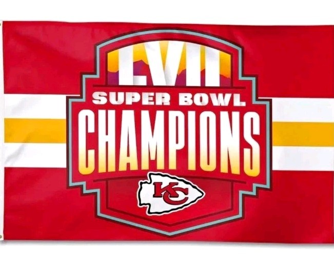 Kansas City Chiefs Super Bowl LVII Championship 4 COLOR Flag 20 in x 30 in NEW Kansas City Chiefs Super Bowl LVII Championship 4 COLOR Flag 20 in x 30 in NEW