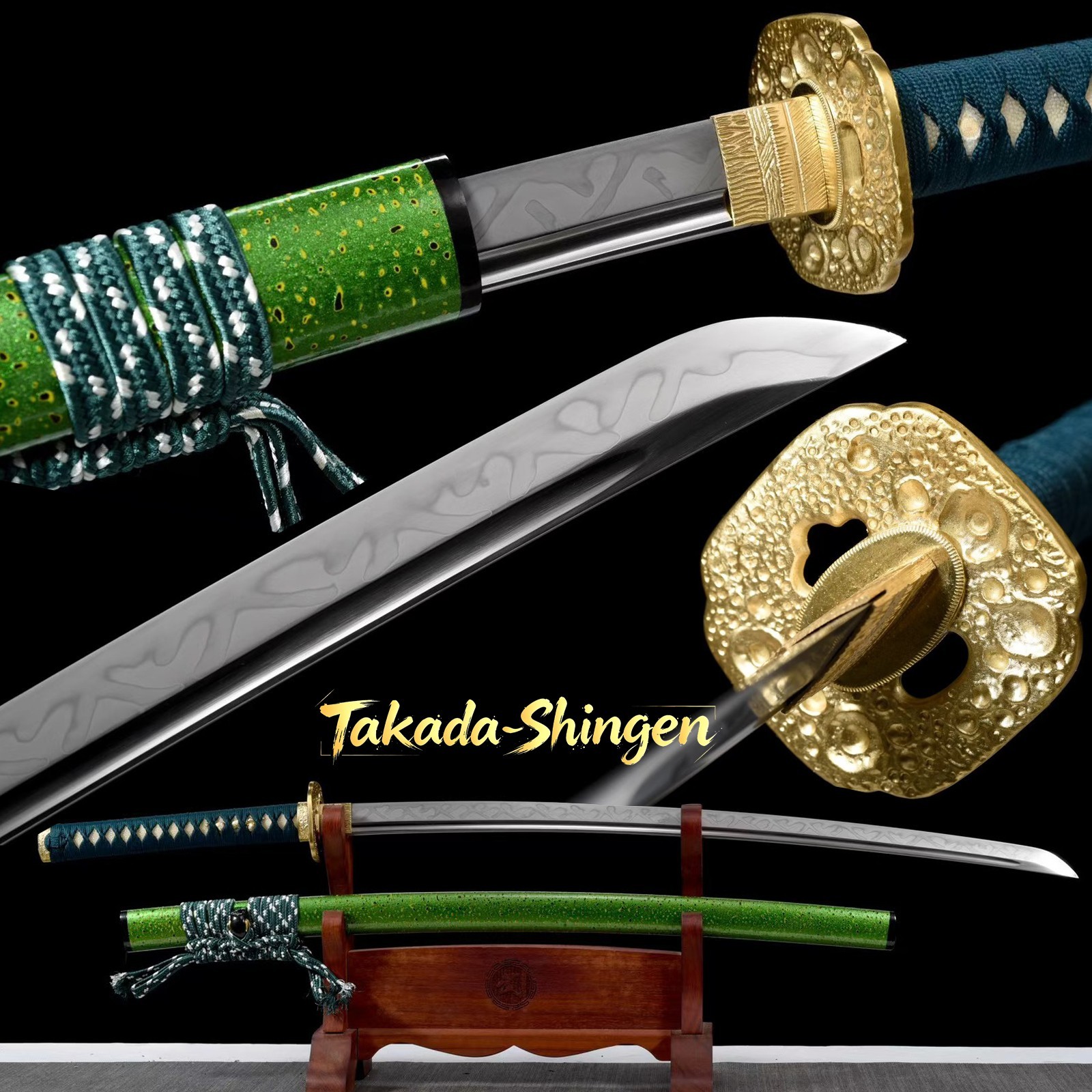 japanese mokko tsuba katana clay tempered 1095 carbon steel choji hamon blade
