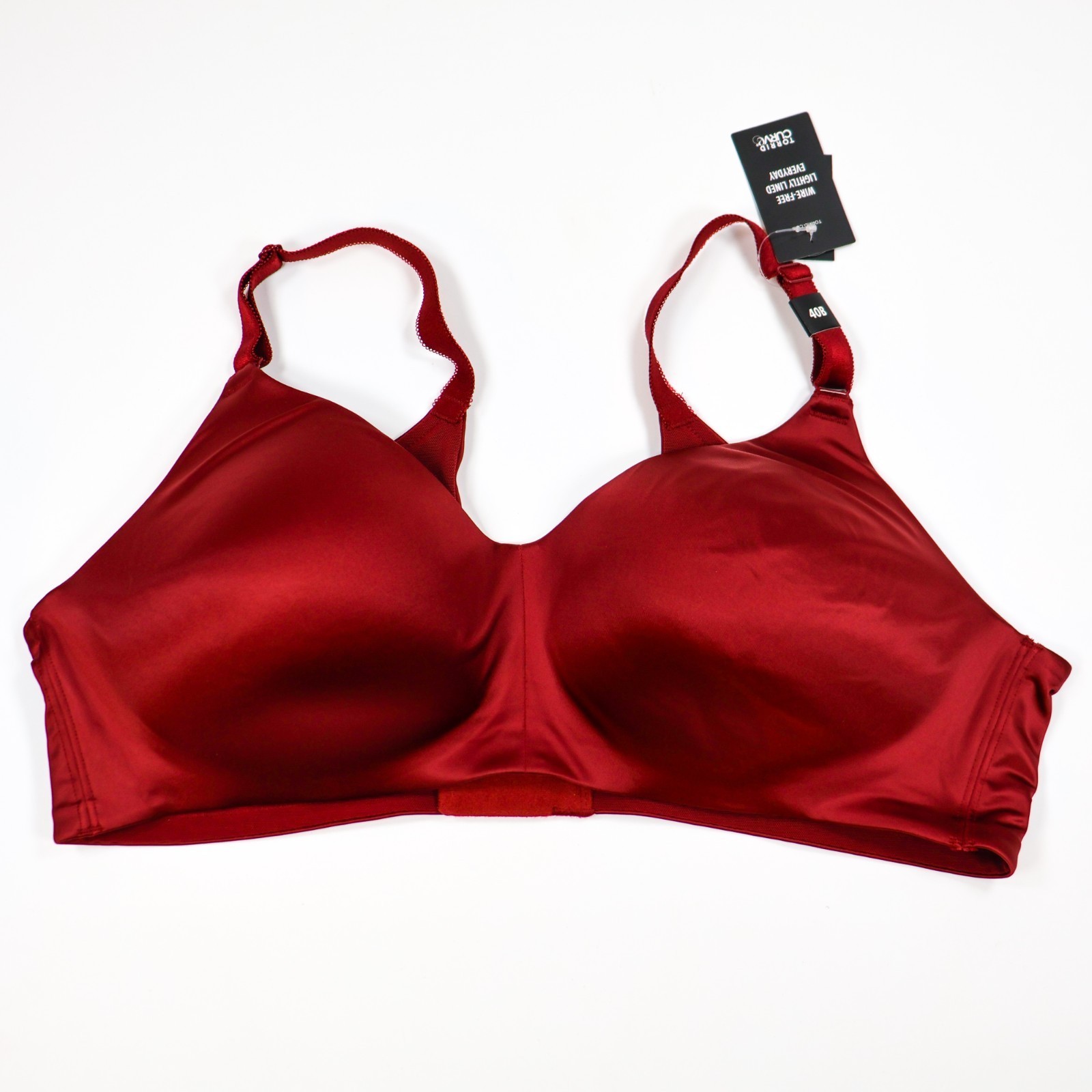 New Torrid Bra Size 40B Lightly Lined Everyday Wire Free Wireless Red Satin NWT
