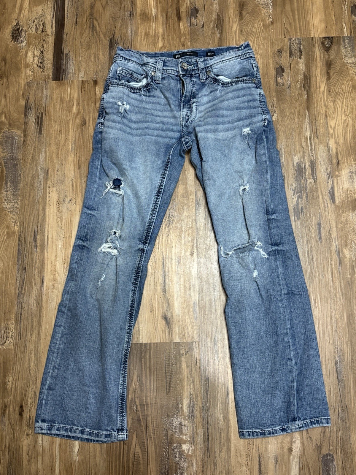 BKE Carter Jeans Mens 30x30 Blue Regular Bootcut Distressed Stretch Denim BKE Carter Jeans Mens 30x30 Blue Regular Bootcut Distressed Stretch Denim