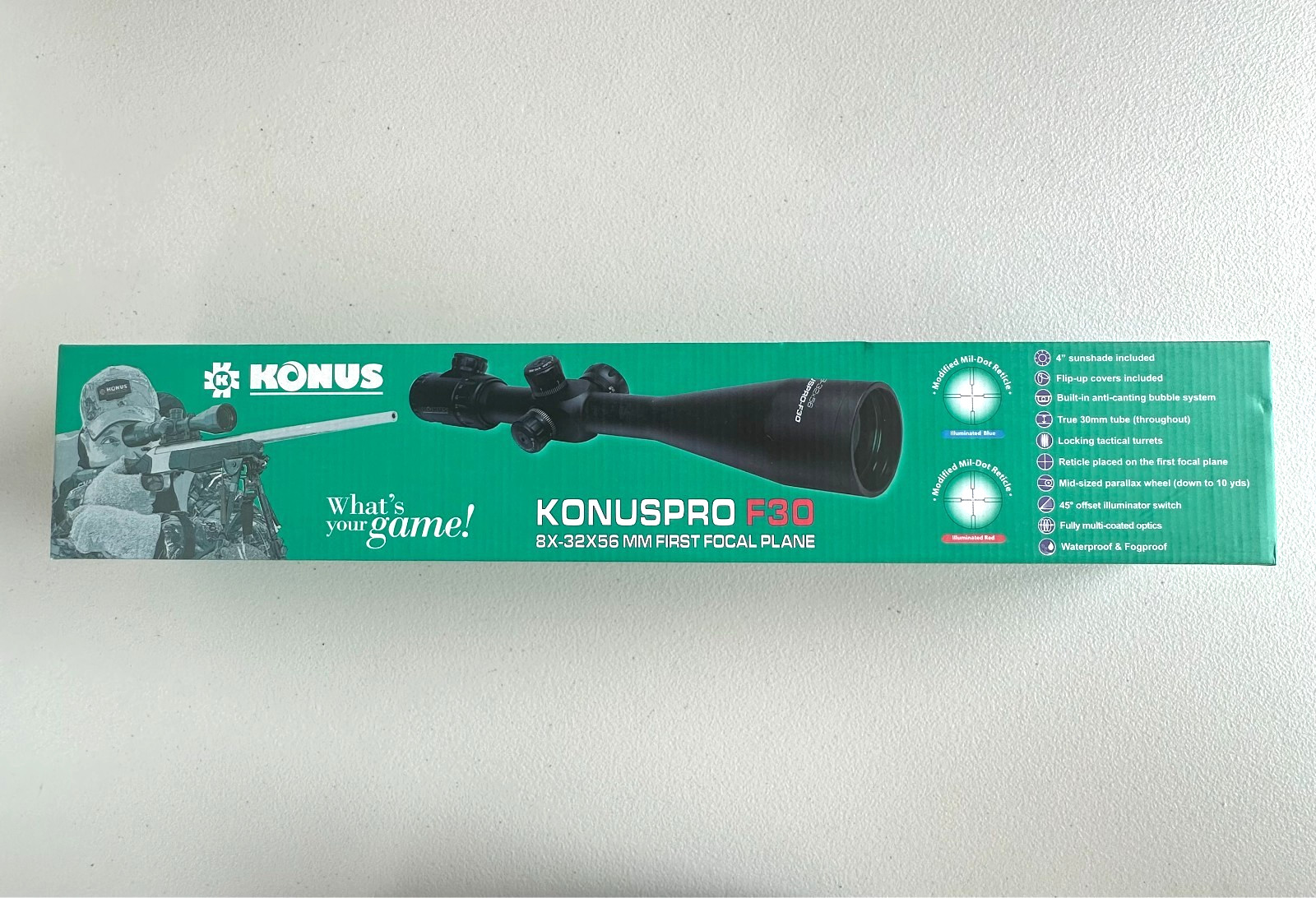 Konus Pro-F30 8-32x56mm Zoom Rifle Scope 7298 Black w/ 30mm Tube Diameter NEW