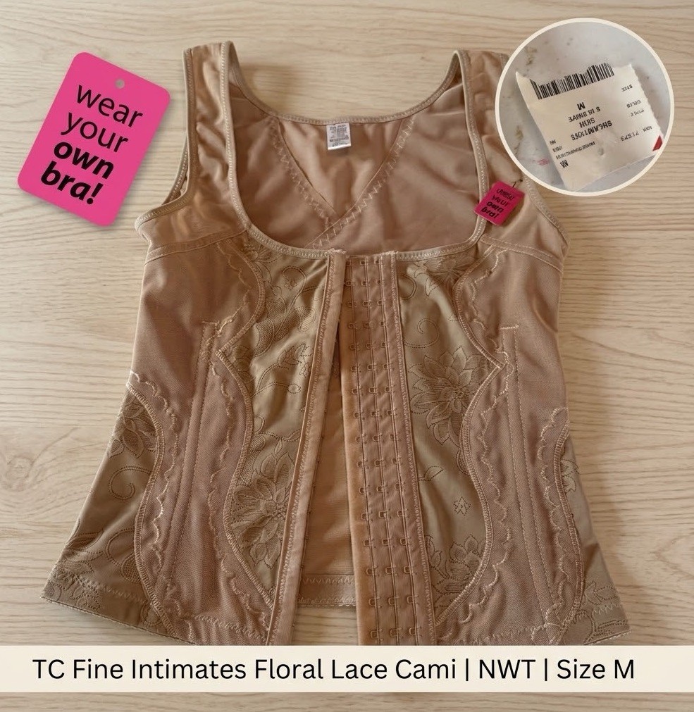 TC Fine Intimates Women\'s Size M Nude Shapewear Torsette Hook-Eye Cami NWT