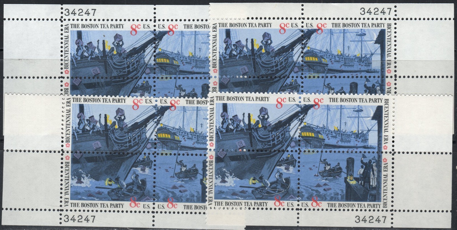 US Scott #1483a Four Corner Plate block set, MNH