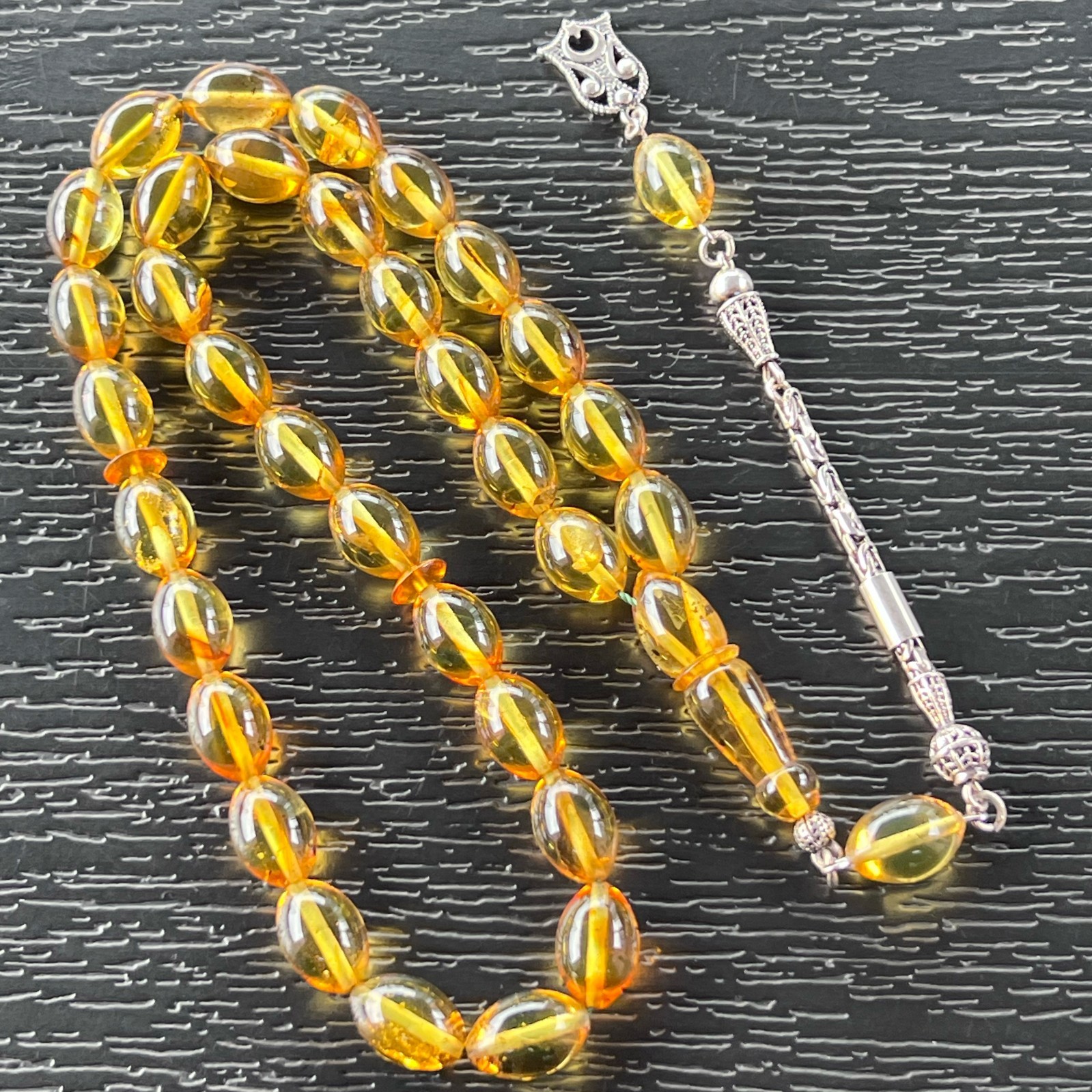High Quality Amber Rosary, Silver Tassel, Kehribar Tesbih, Tesbih, Misbaha