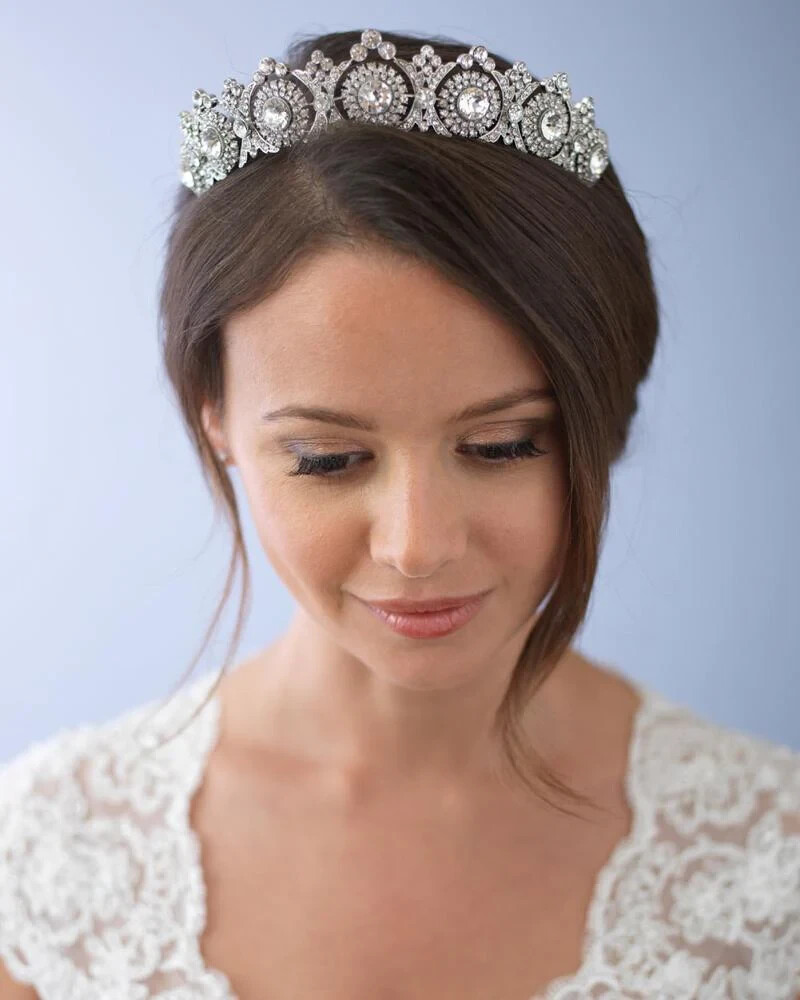 Luxury Crown Elegant Bride Wedding Crystal Tiara Silver Headdress Hair Accessory