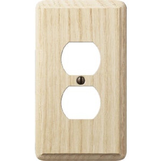 (16)-Amerelle 1-Gang Solid Ash Outlet Wall Plate, Unfinished Ash 401D