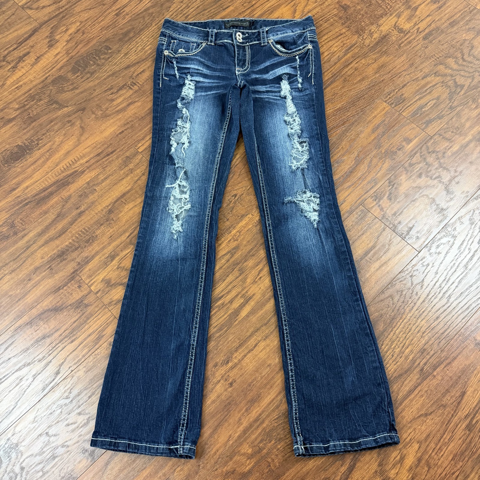 Twenty One Black Jeans Womens 6 Boot Cut Low Rise Dark Wash Stretch Denim 28x33