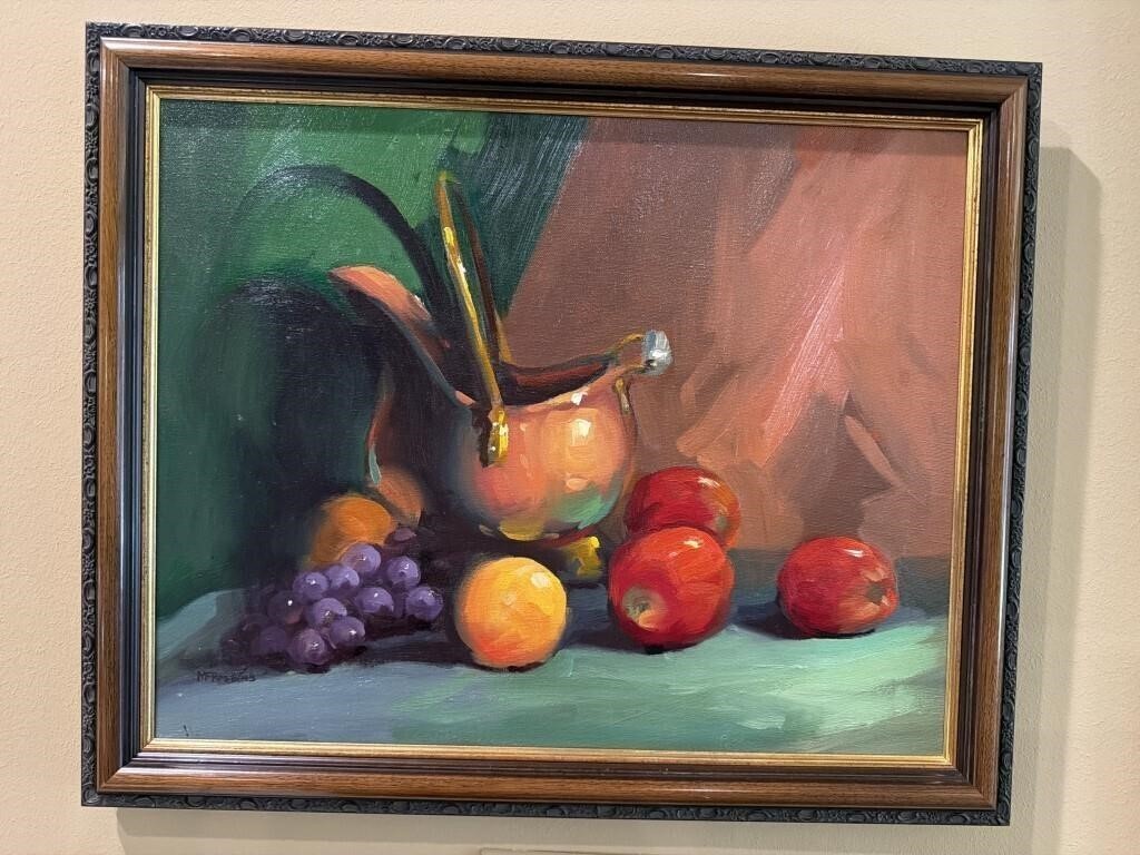 Beautiful Original Still Life Oil Painting – Signed & Richly Framed