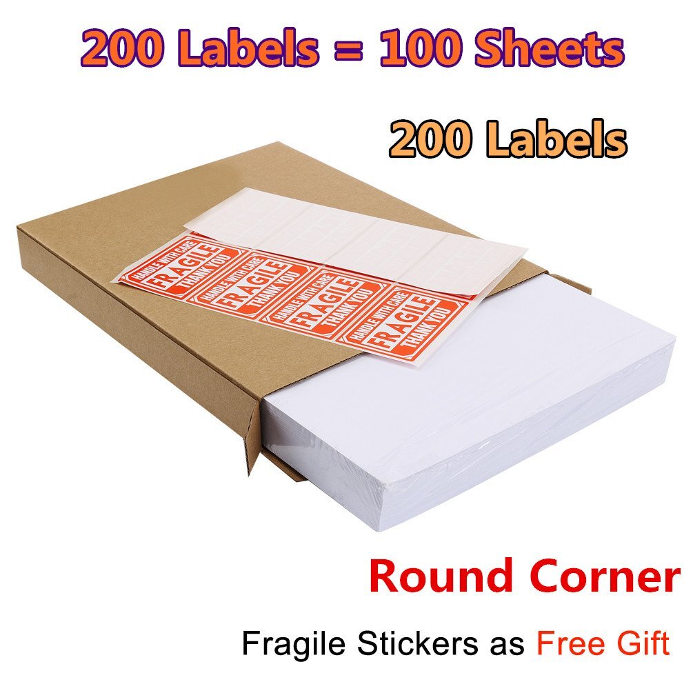 200-20000 Premium 8.5x5.5 Round Corner Shipping Labels Half Sheet Self Adhesive