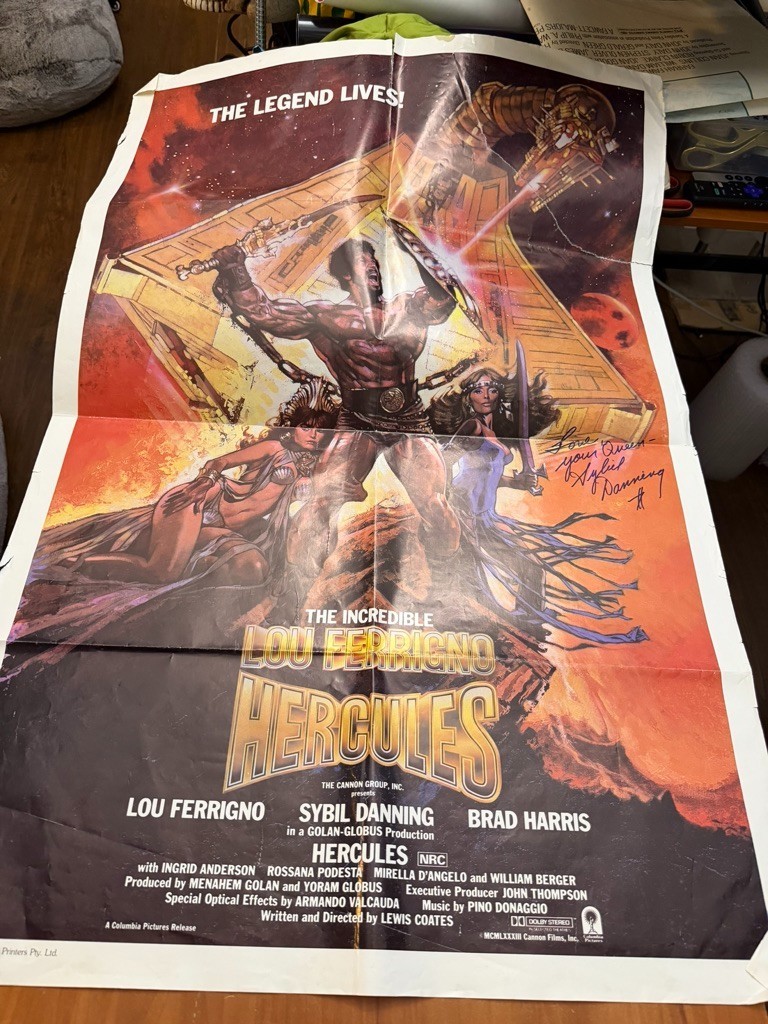 Signed HERCULES Poster By Sybil Danning Full Sheet 41 x 28 Signed HERCULES Poster By Sybil Danning Full Sheet 41 x 28