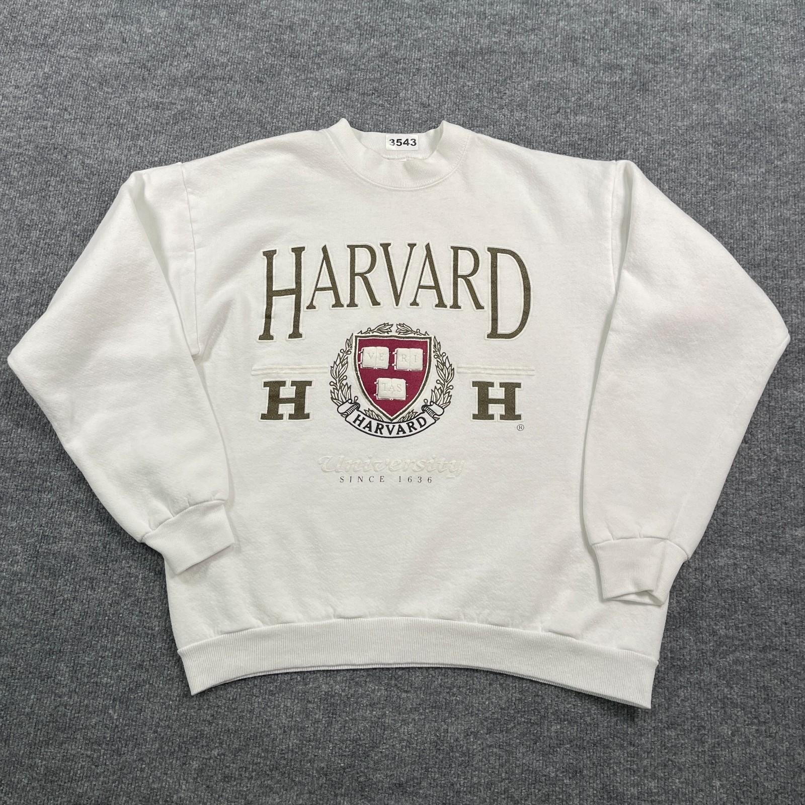 Vintage 90s LEE Harvard University Pullover Fleece Sweatshirt Large 22x24 White