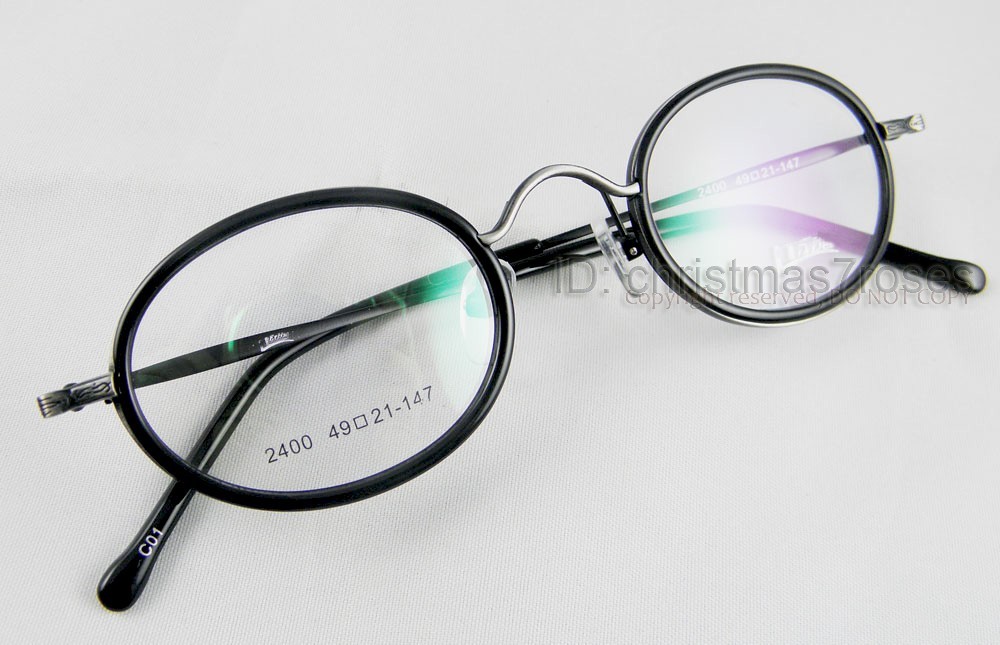 Unisex Eyeglasses Vintage oval Optical Full frame 49-21-147 Black/tortoise New