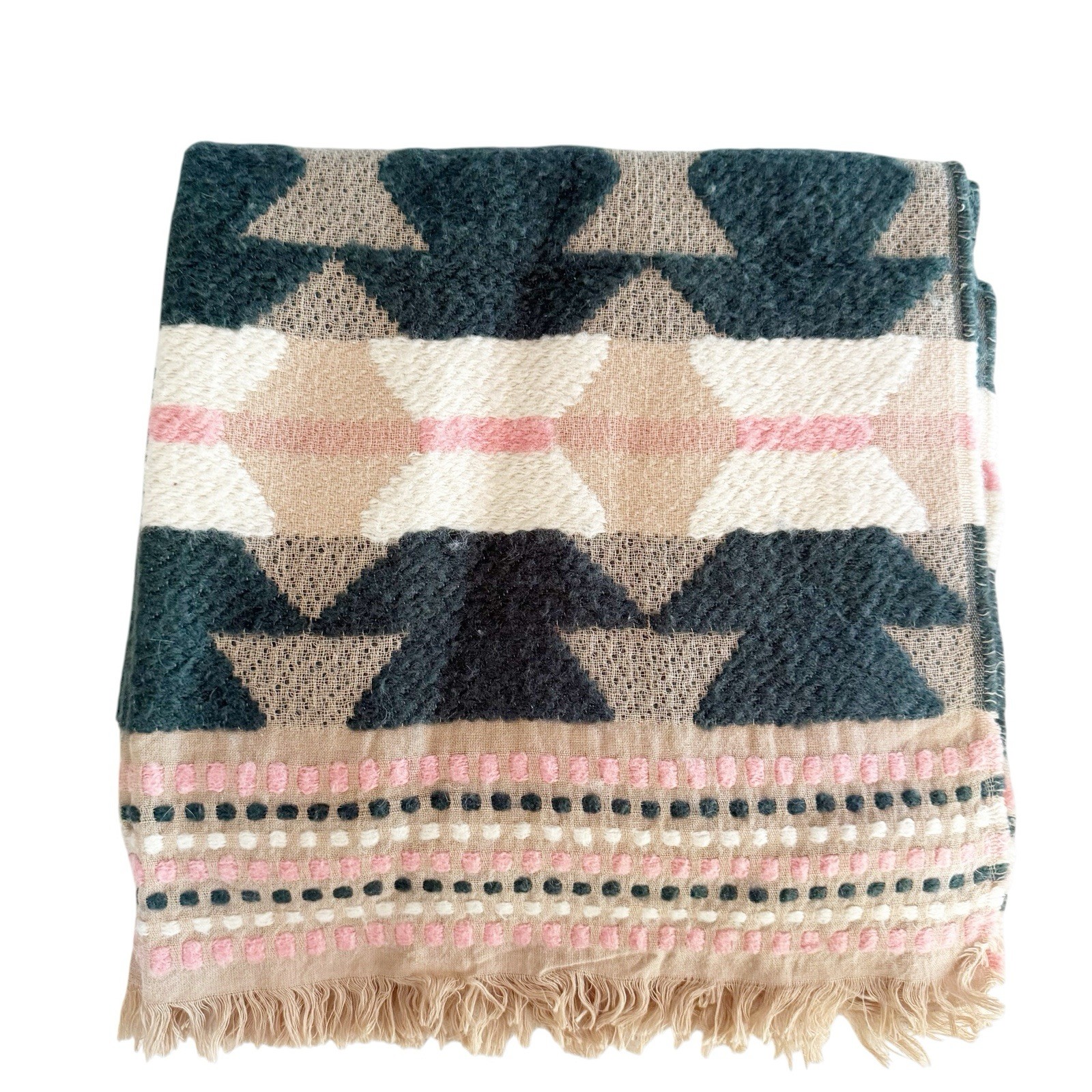 Madewell Textured Blanket Scarf Wool Blend Pastels Soft Upscale Boho Chic 78x27”