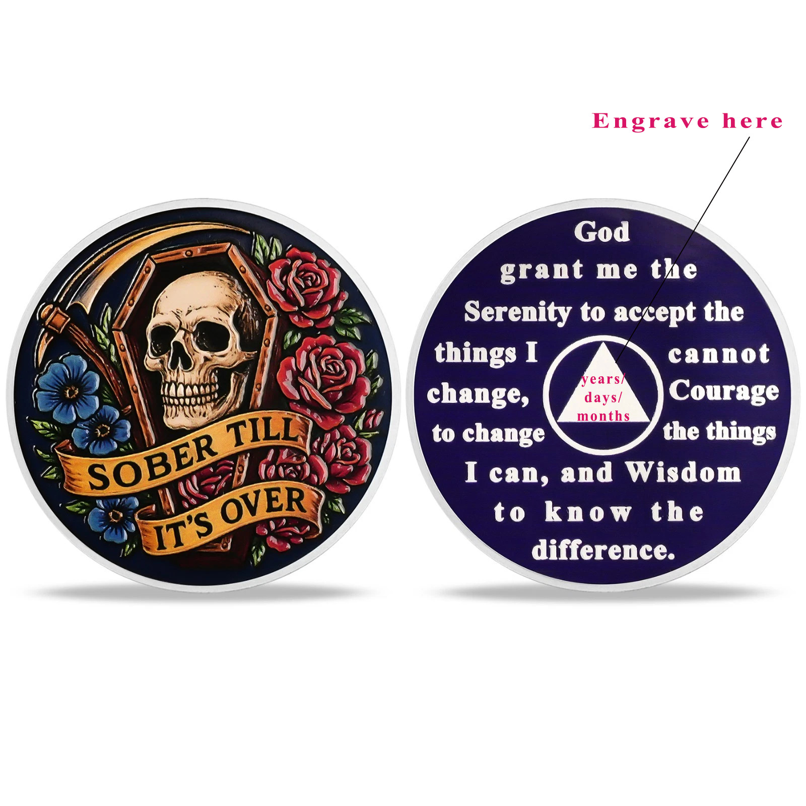 1-65 Year Custom Sobriety Coin Serenity Prayer AA Chips Medallion Sobriety Gifts