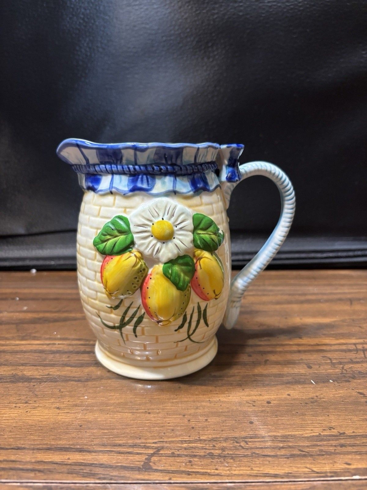 Panware Home Essentials Ceramic Lemon Pitcher Basketweave Creamer Tuscan Style Panware Home Essentials Ceramic Lemon Pitcher Basketweave Creamer Tuscan Style