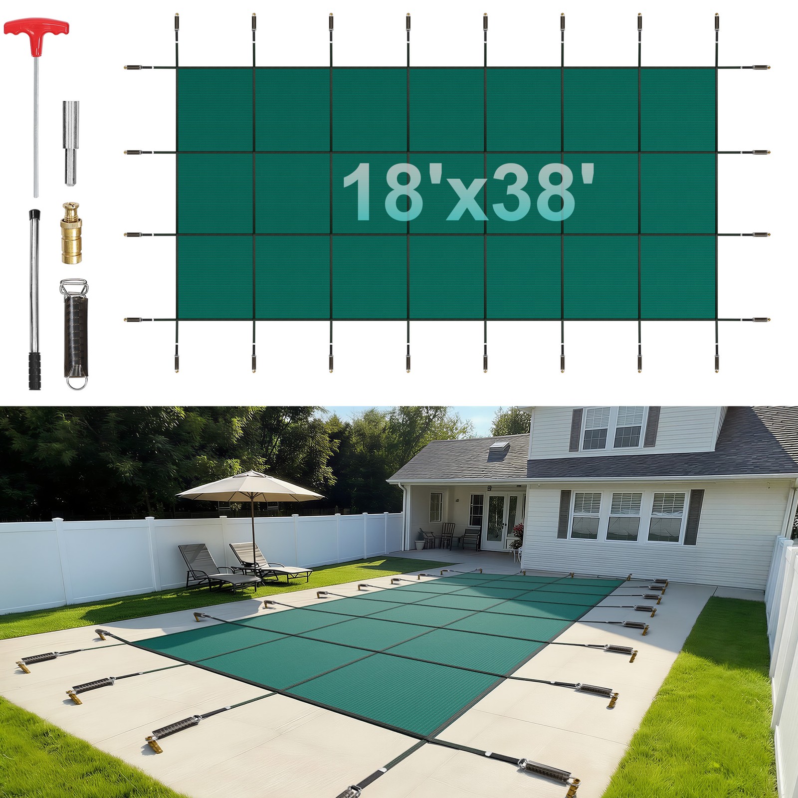 Uimoso Durable Pool Safety Cover for 16x36ft Rectangle Inground Pools