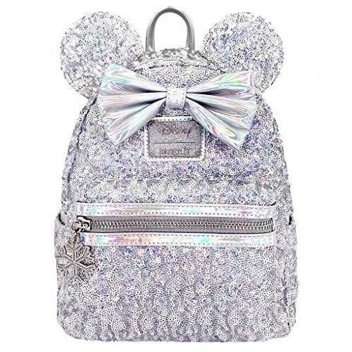LOUNGEFLY X LASR Exclusive Disney Holographic Sequin Minnie Mini Backpack