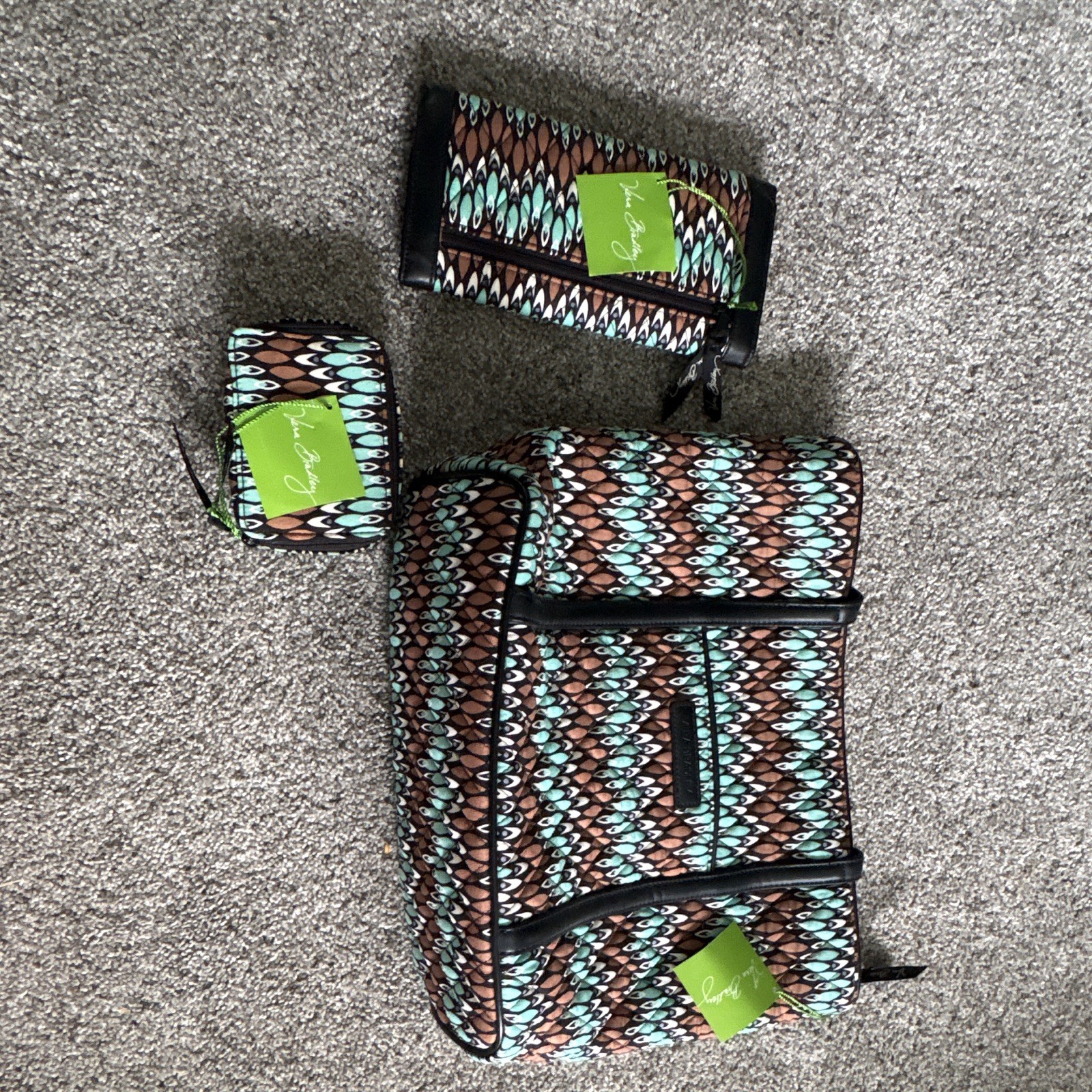 Vera Bradley Small Purse Sierra Stream Set w/ Wallet & Pill Case