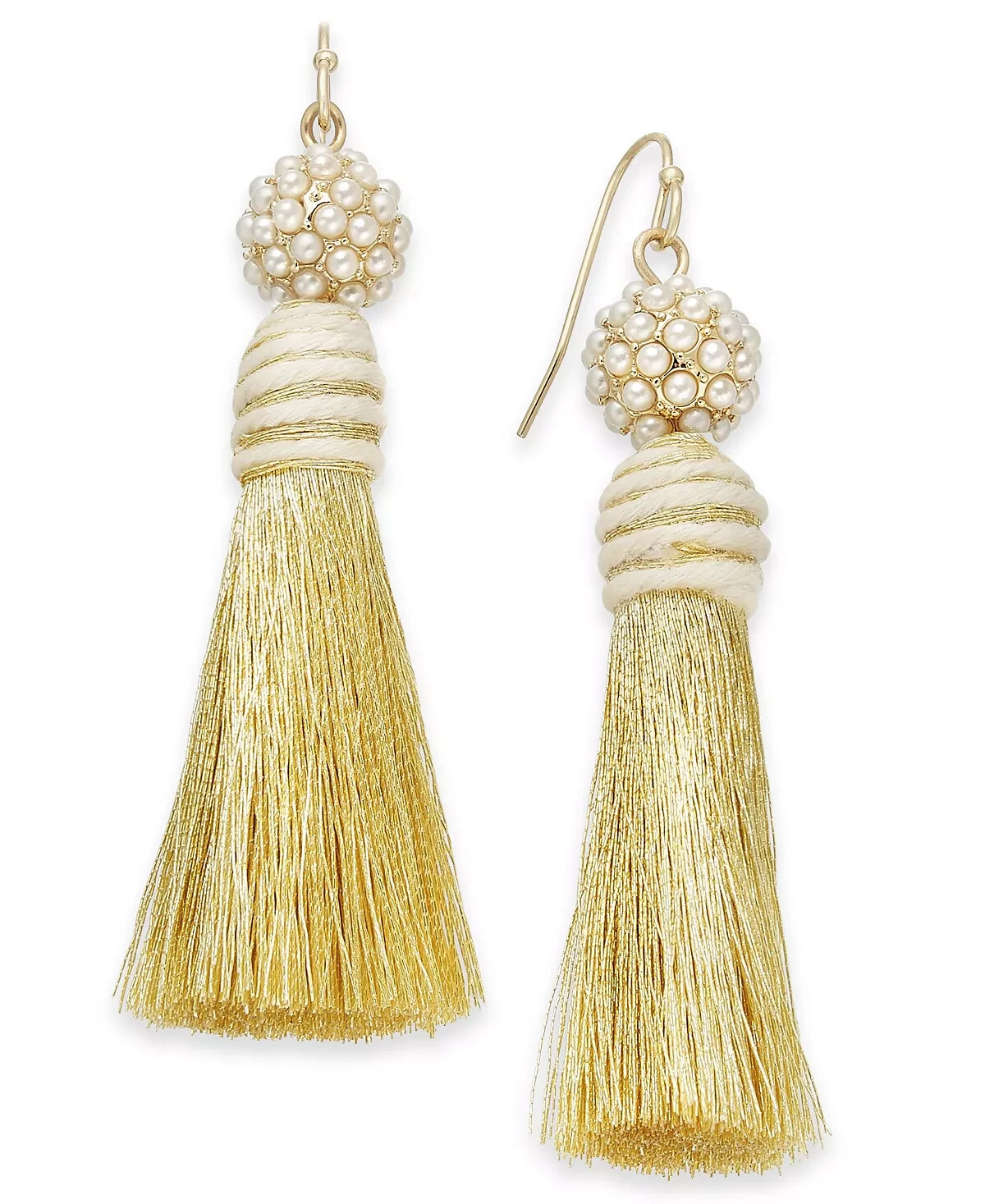INC Gold-Tone Imitation Pearl & Tassel Drop Earrings INC Gold-Tone Imitation Pearl & Tassel Drop Earrings