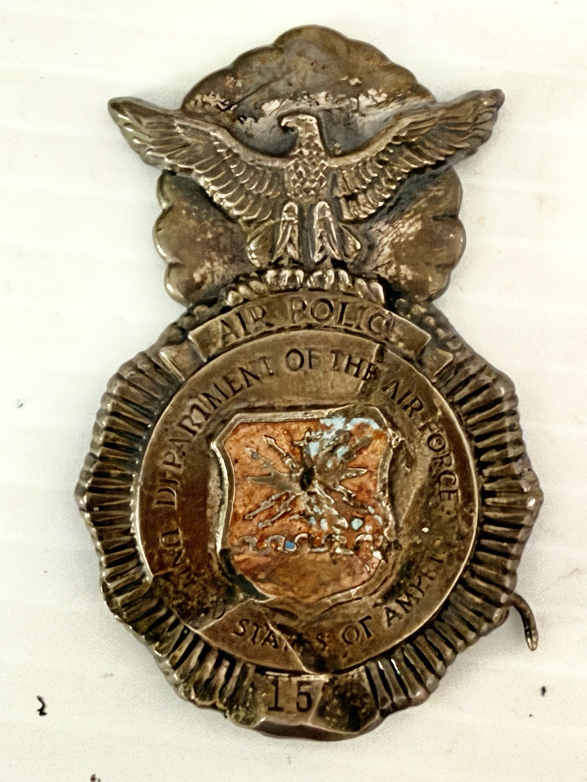 Vintage USAF Air Police Badge #15 Department Of Air Force Military Police
