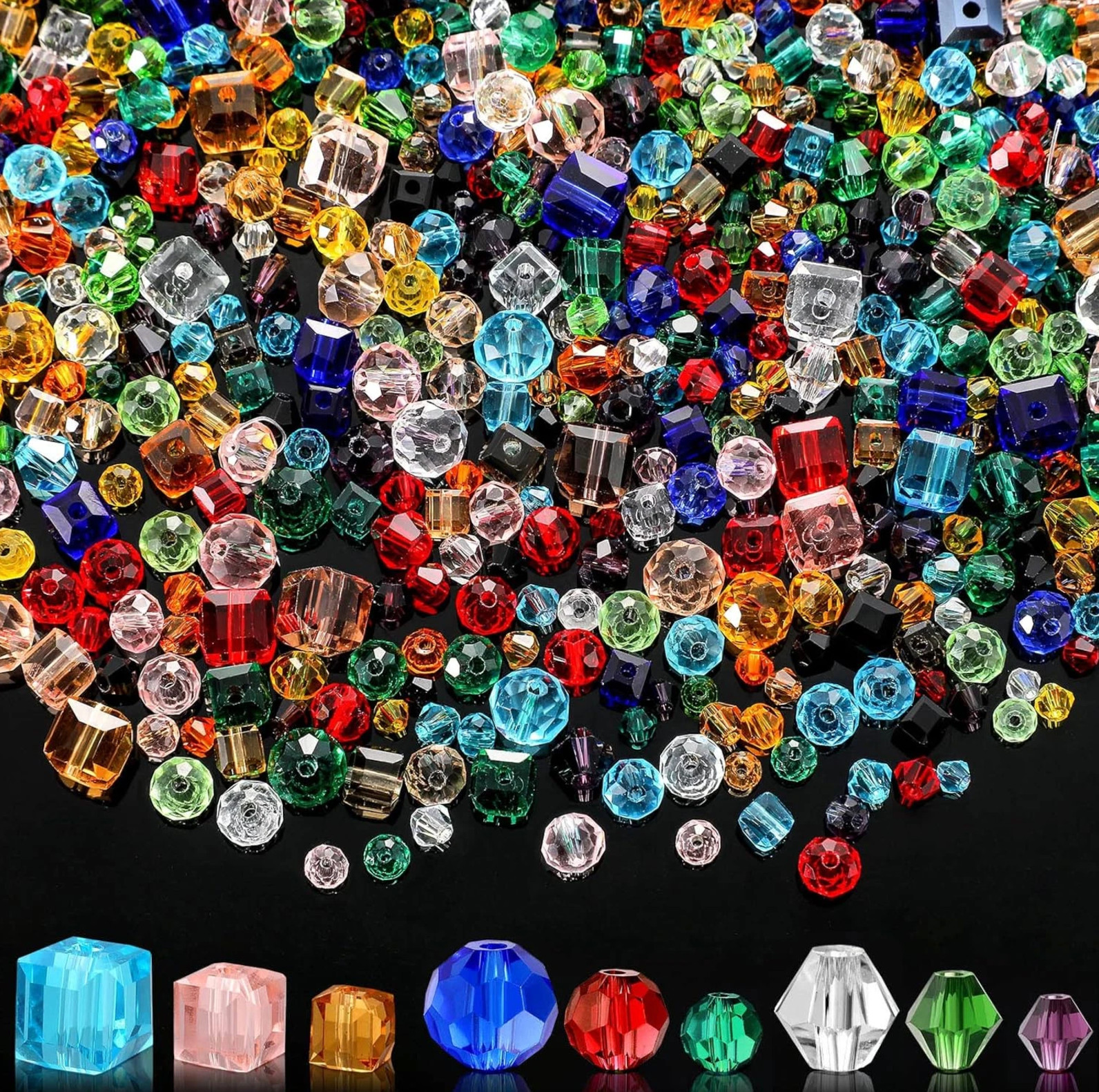 1000Pcs Glass Beads Bulk Assorted Loose Crystal Beads for Jewelry Making DIY 1000Pcs Glass Beads Bulk Assorted Loose Crystal Beads for Jewelry Making DIY