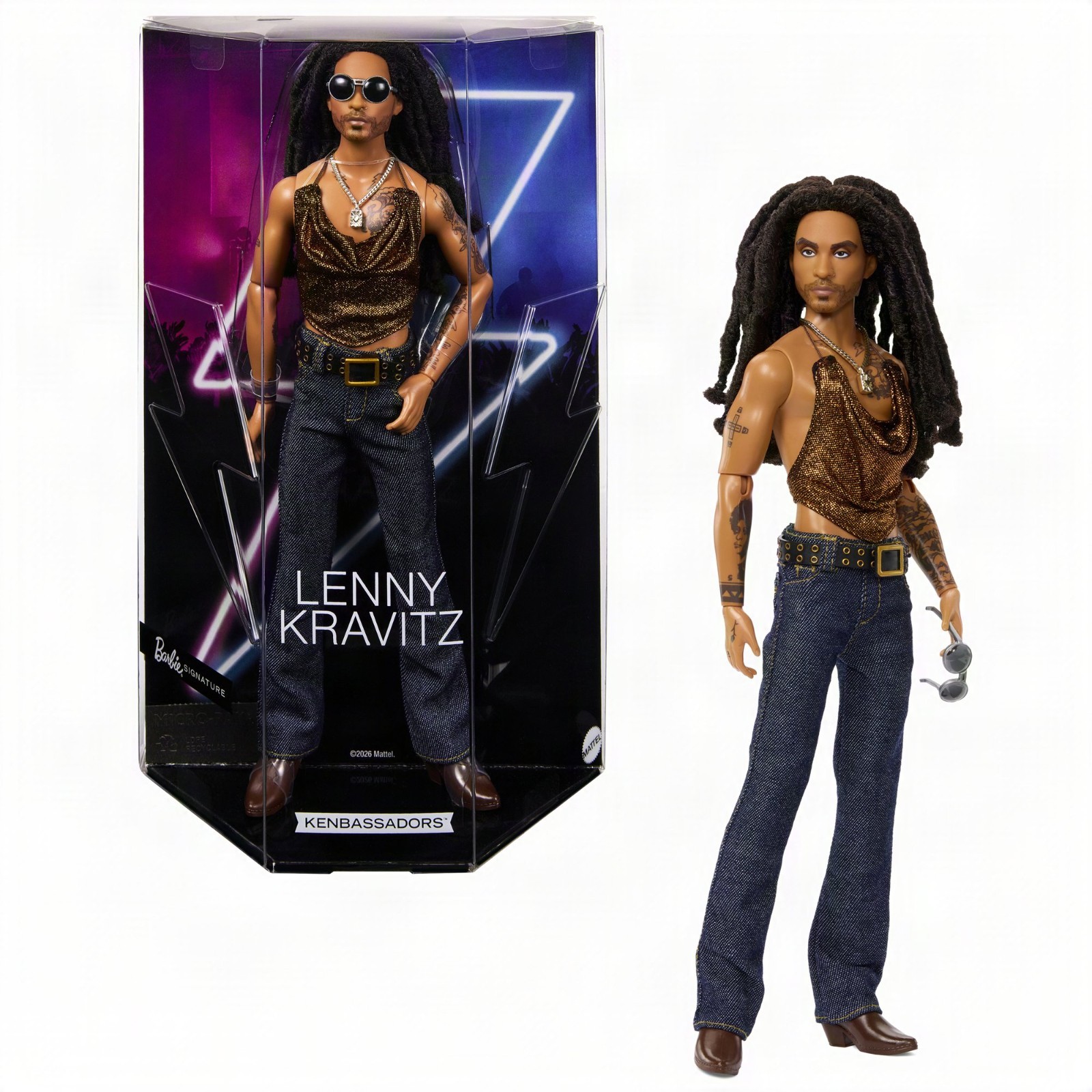 Barbie Signature Kenbassador Lenny Kravitz Collectible Doll in Mesh Tank and Boo Barbie Signature Kenbassador Lenny Kravitz Collectible Doll in Mesh Tank and Boo