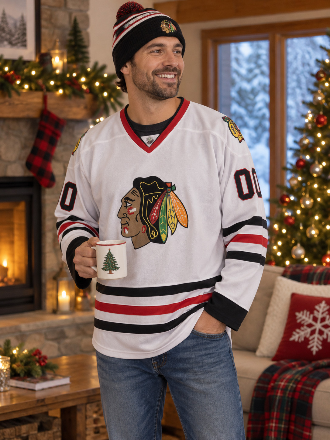 Clark Griswold 00 Christmas Vacation Hockey Jersey White Mens Sz 48