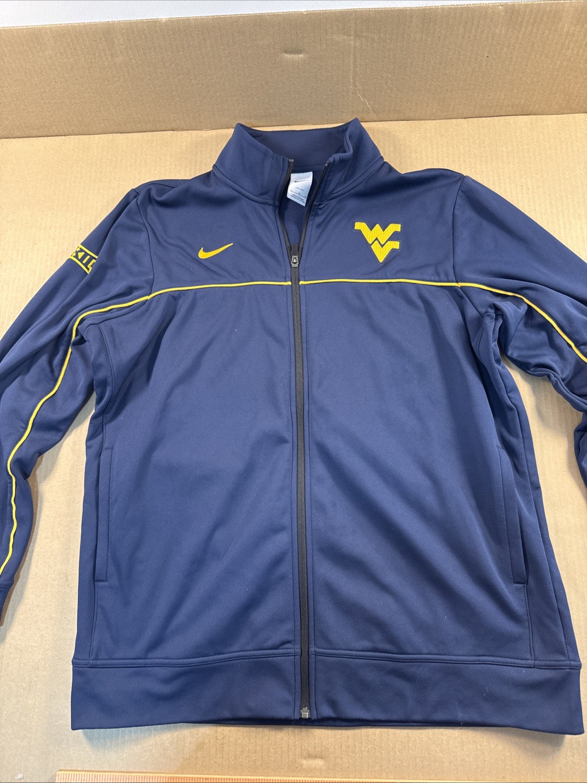 WVU Nike Elite Dri-fit Full Zip Jacket. XL Navy