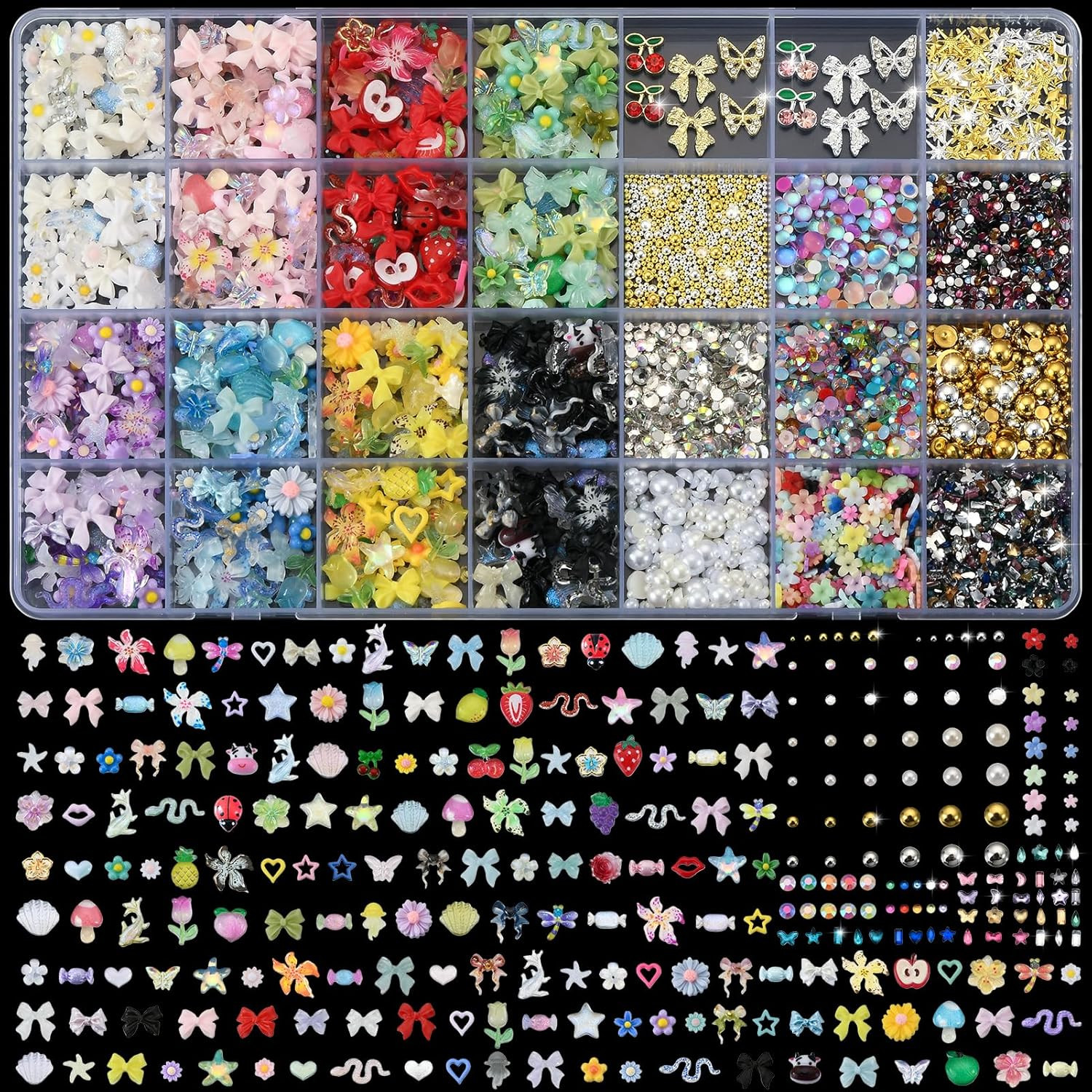 9000 Pcs 3D Nail Charms and Gems Bulk Y2K Cute Charms for Nails Design Kit 110 S 9000 Pcs 3D Nail Charms and Gems Bulk Y2K Cute Charms for Nails Design Kit 110 S