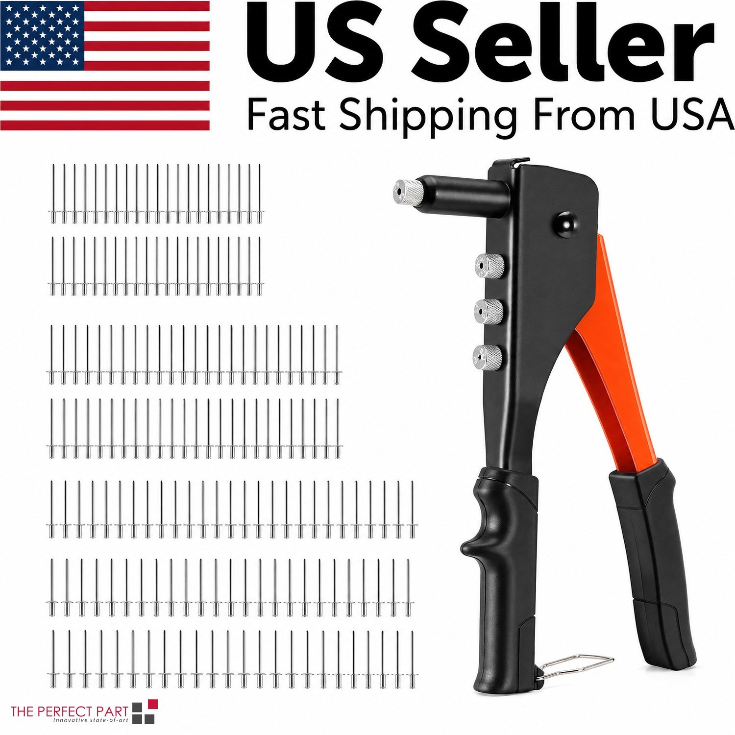 4-in-1 Hand Riveter Rivet Gun Pop Rivet Tool Kit With 200 Rivets Steel 3/32 Inch