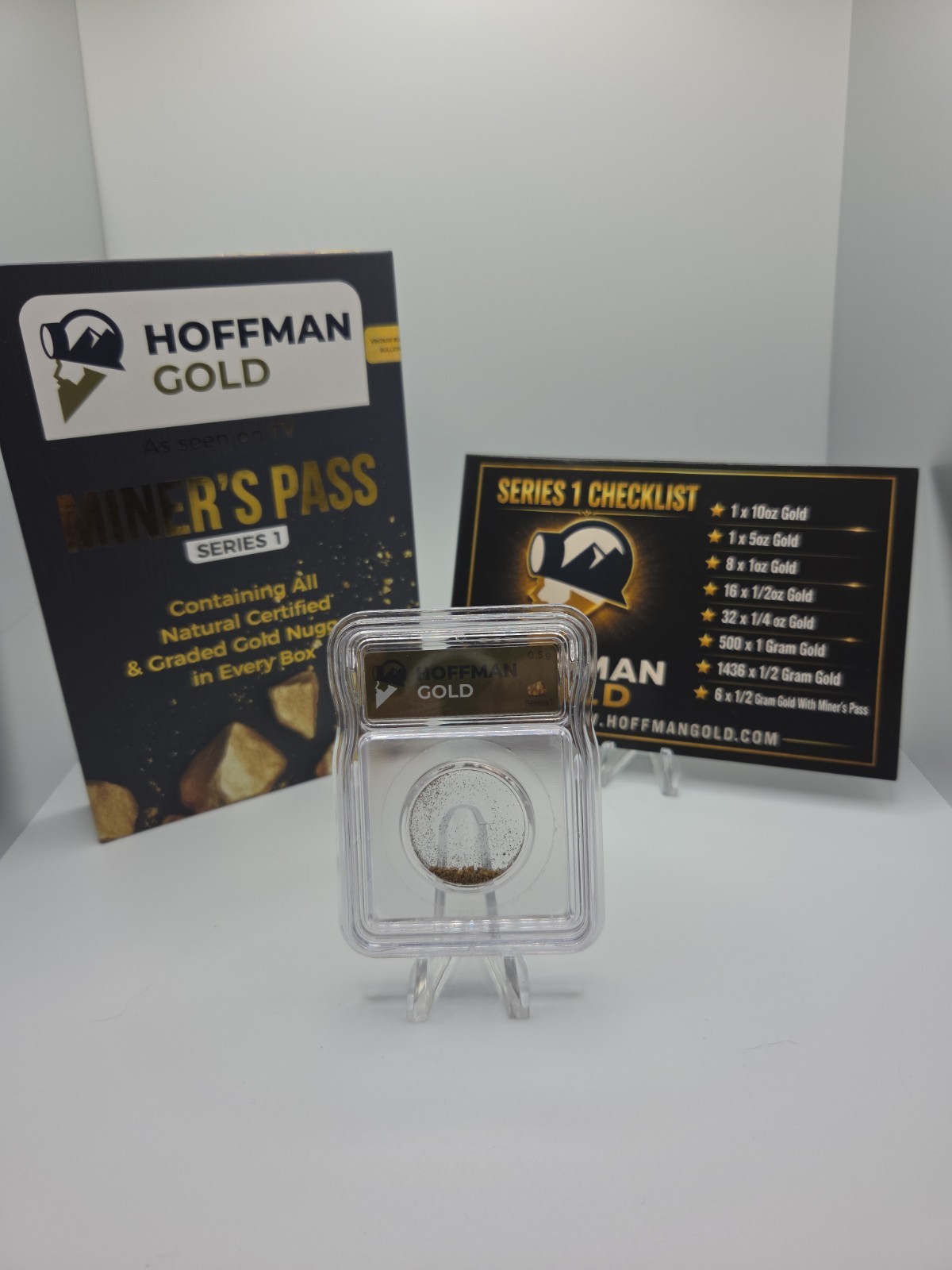 Hoffman Gold Miner's Pass Series 1 - 0.5g Certified Natural Gold in Original Box Hoffman Gold Miner's Pass Series 1 - 0.5g Certified Natural Gold in Original Box