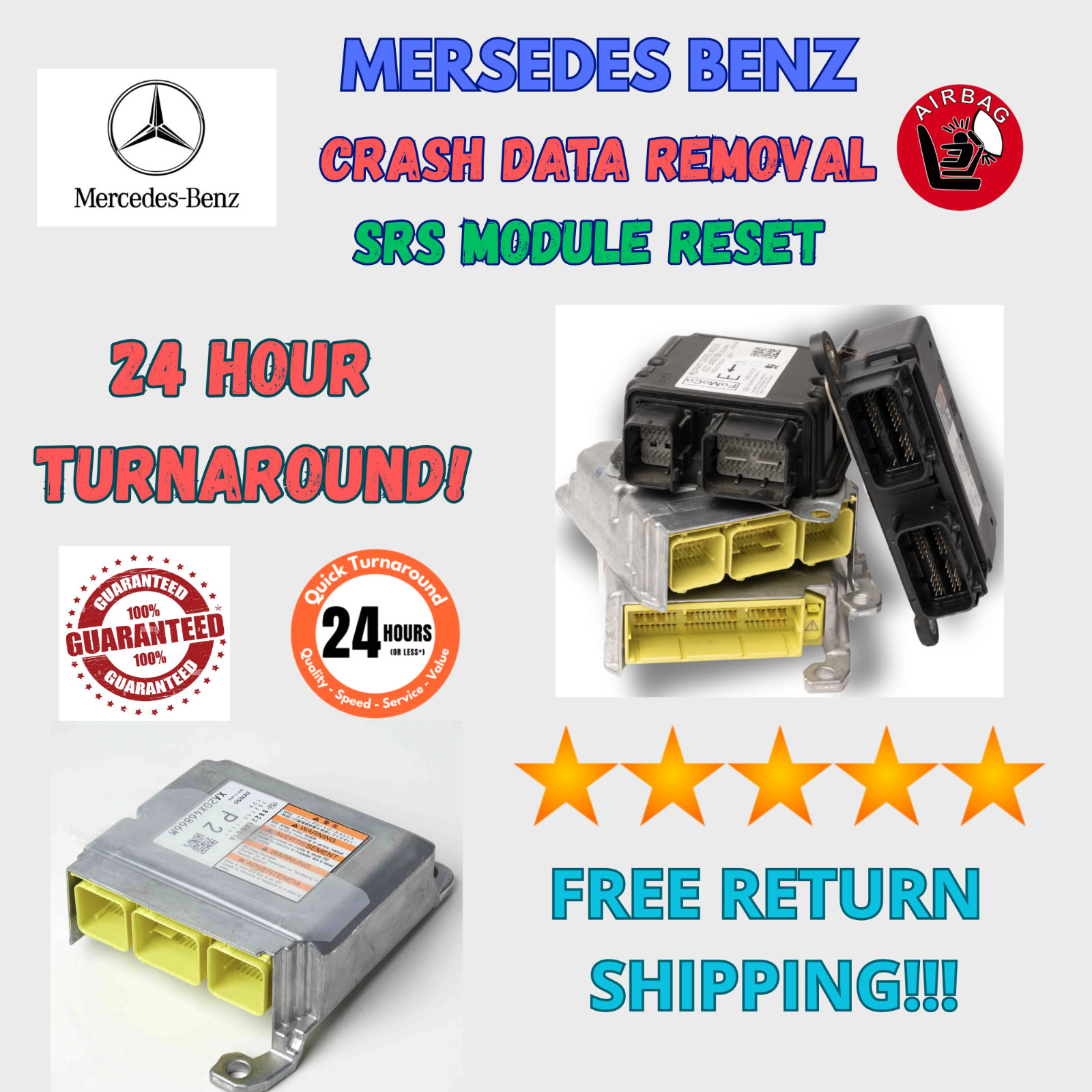 MERCEDES SRS RESTRAINT CONTROL MODULE CRASH RESET & REPAIR – FAST TURNAROUND
