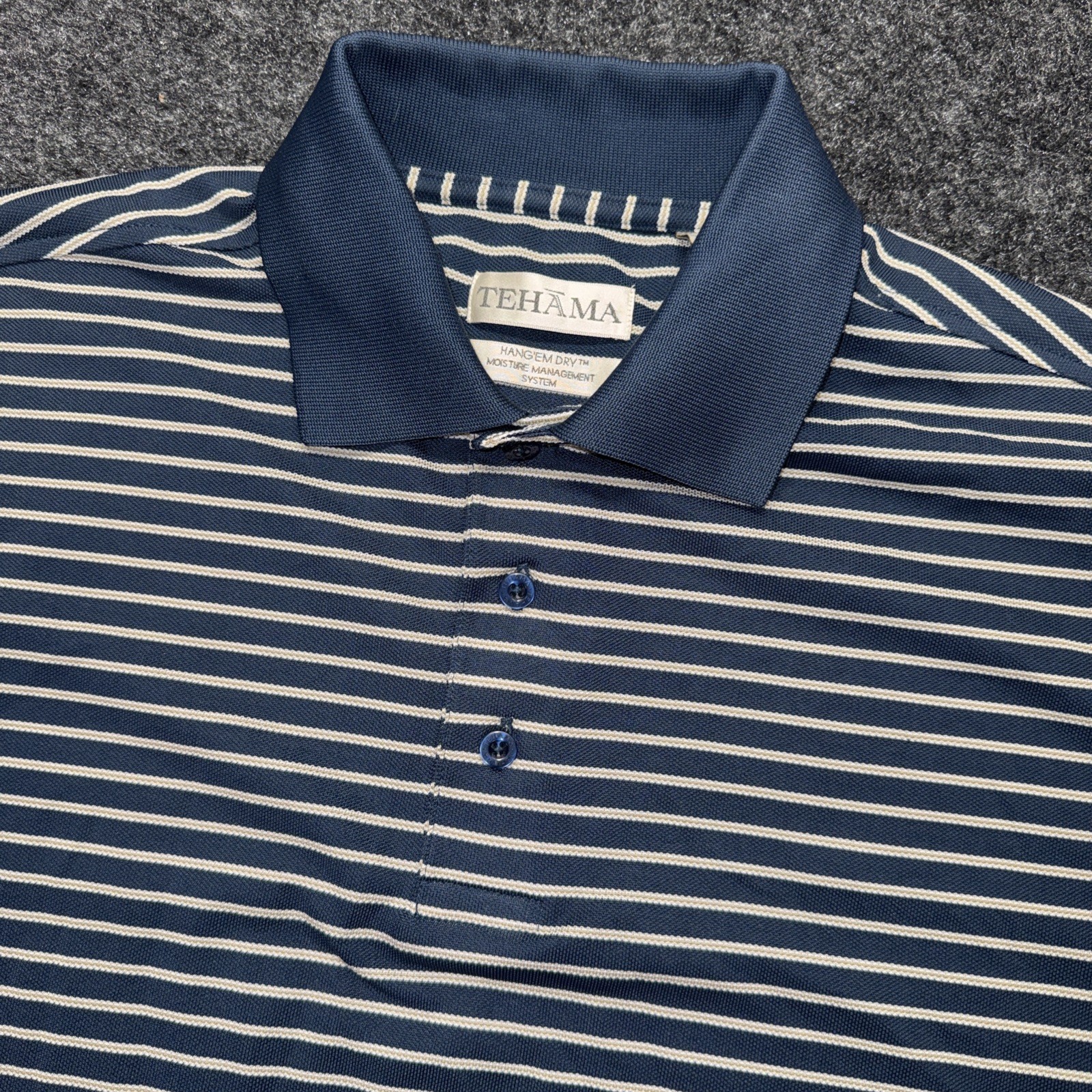 Tehama Men Sz M Polo Pullover Short Sleeve Golf Polyester Blue
