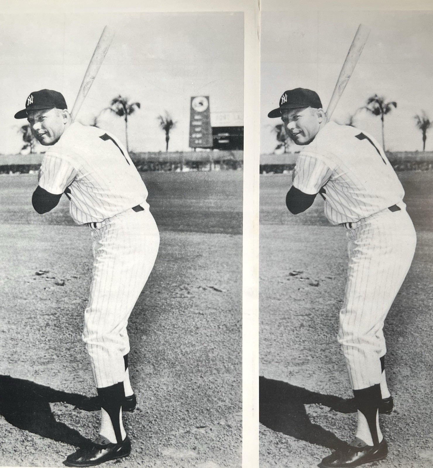 Lot (2) c.1960s Mickey Mantle Batting Original Type 1 Photo Spring Training