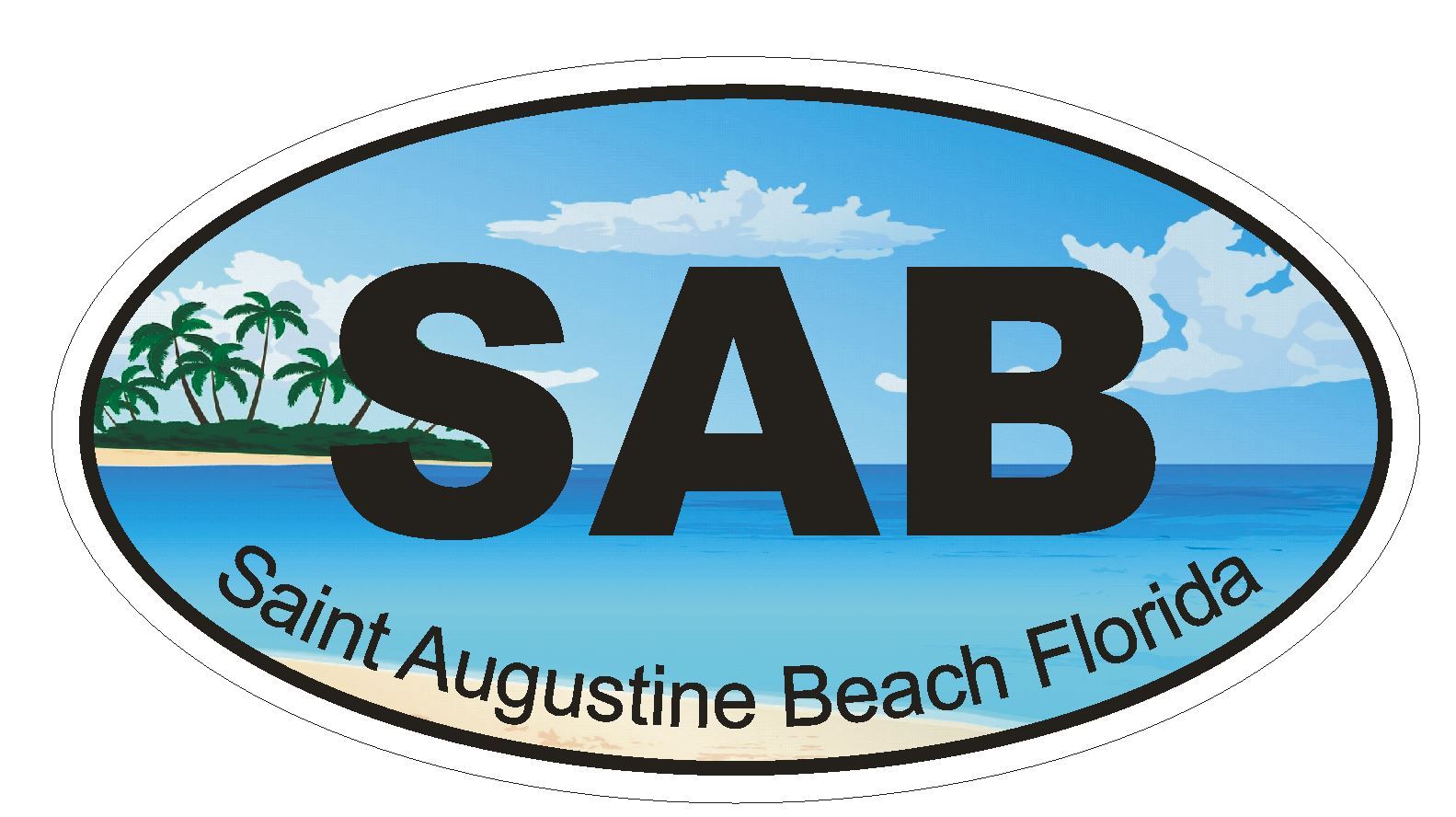 Saint Augustine Beach Florida Oval Bumper Sticker or Helmet Sticker D1176