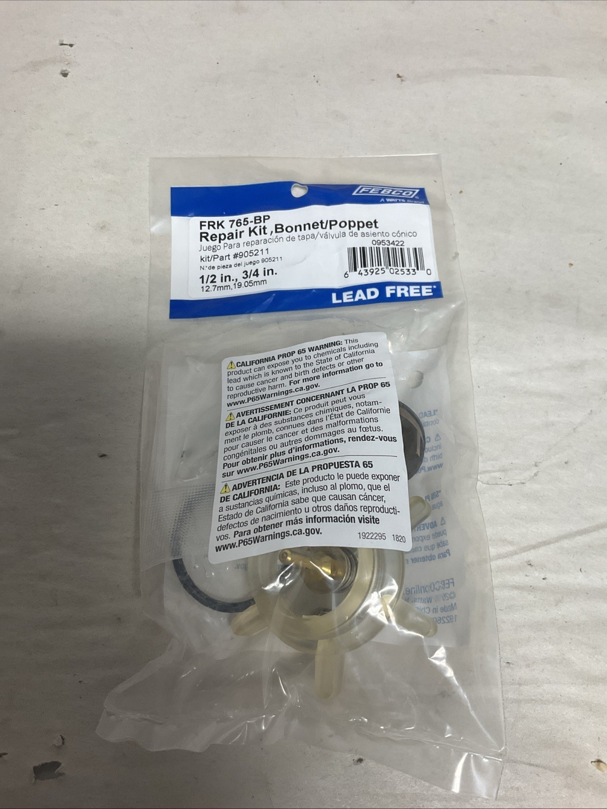 Febco 1/2 in. to 3/4 in. Bonnet and Poppet Repair Kit- 