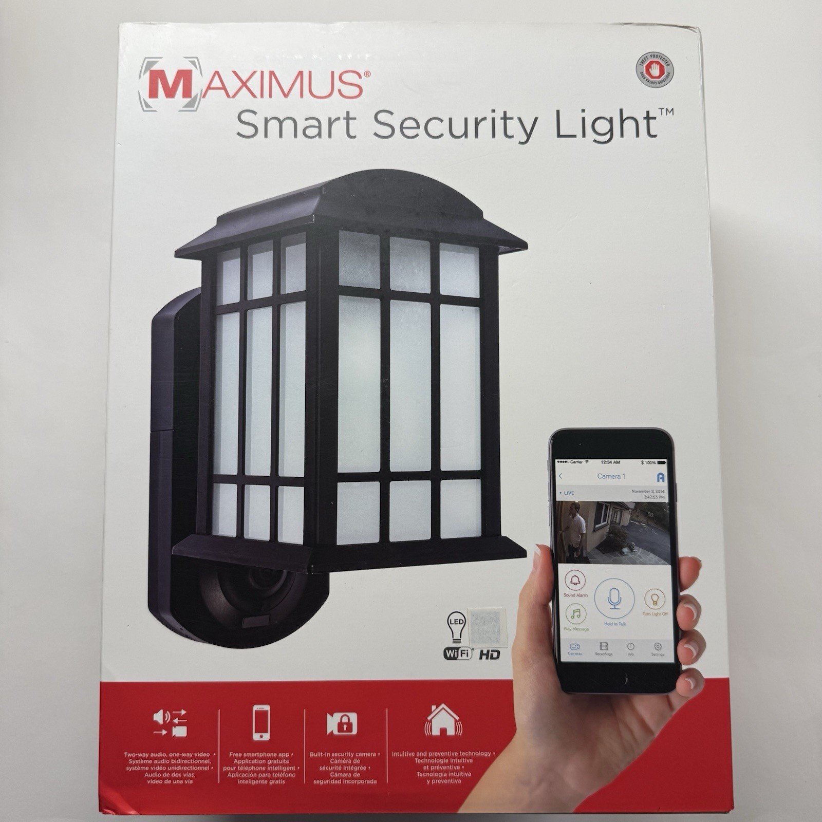 Maximus Kuna Smart Security Light SPL06-07A1W4-BKT HD Camera WiFi Enabled NEW