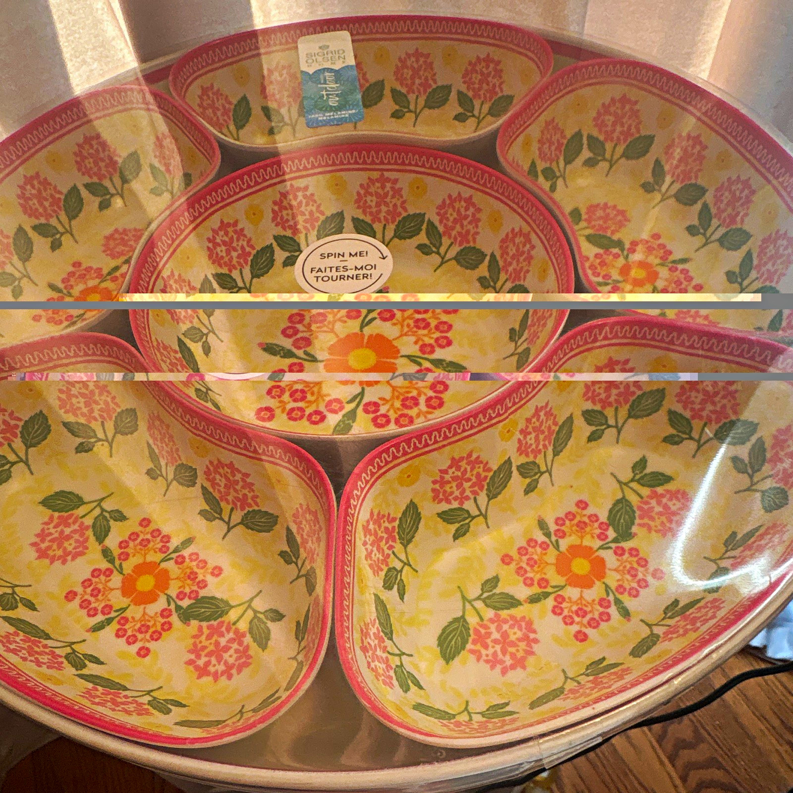 Sigrid Olsen Home Large Rotating Floral Melamine Lazy Susan Set 6, 15in