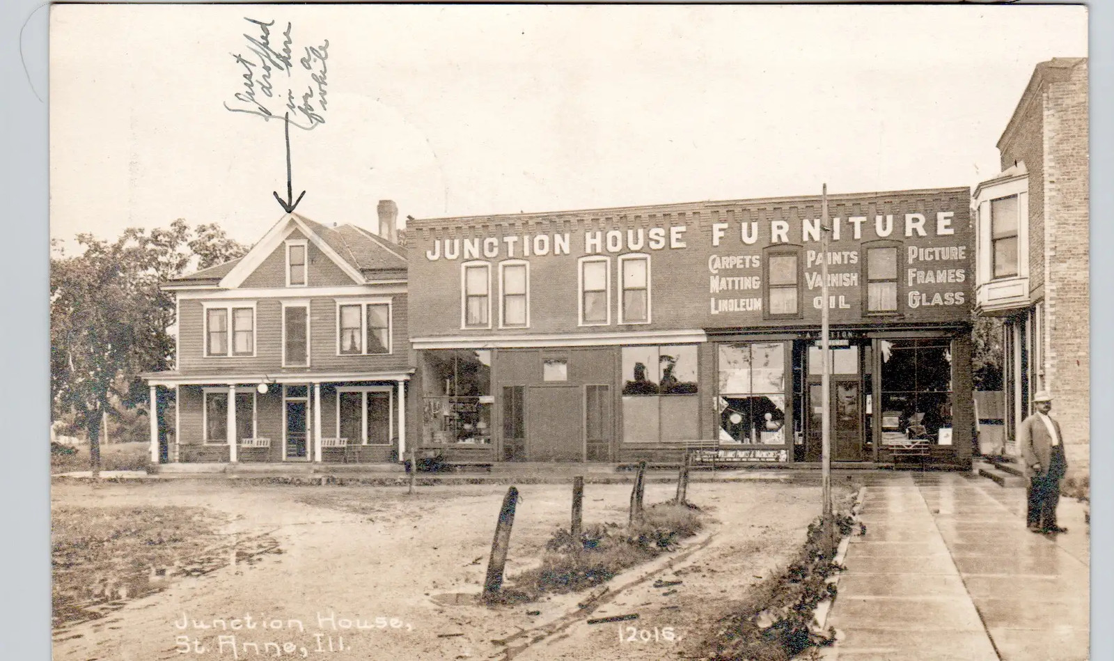 JUNCTION HOUSE FURNITURE STORE st anne il real photo postcard rppc Illinois shop