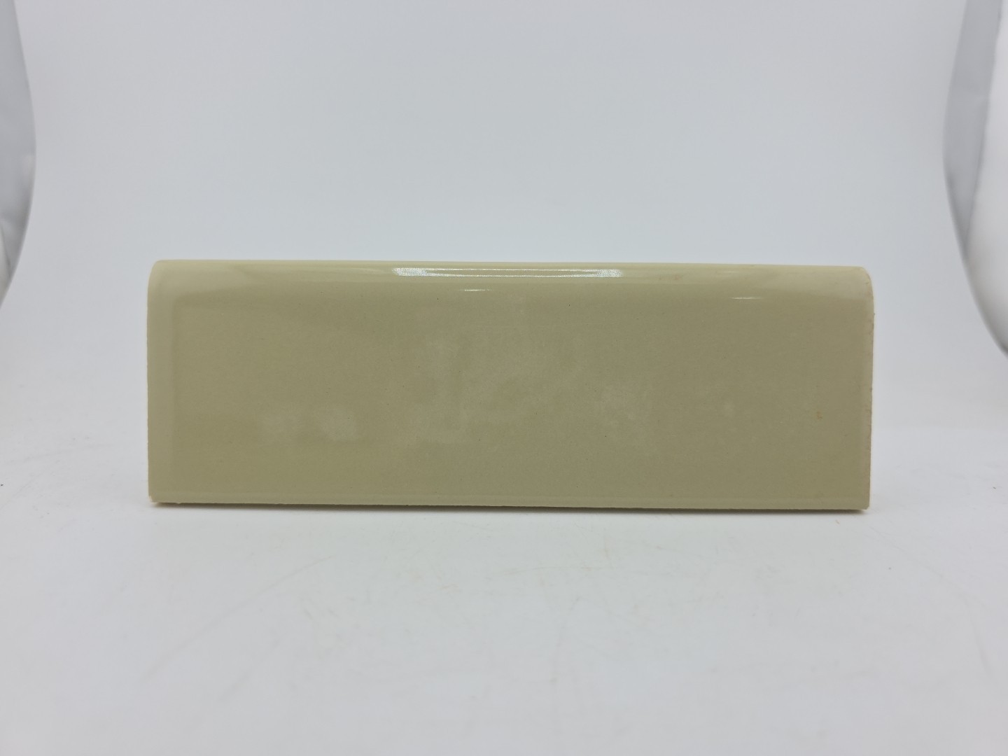  Vtg Nippon Tile Co Ceramic Tile: Olive Green Edge Trim 2