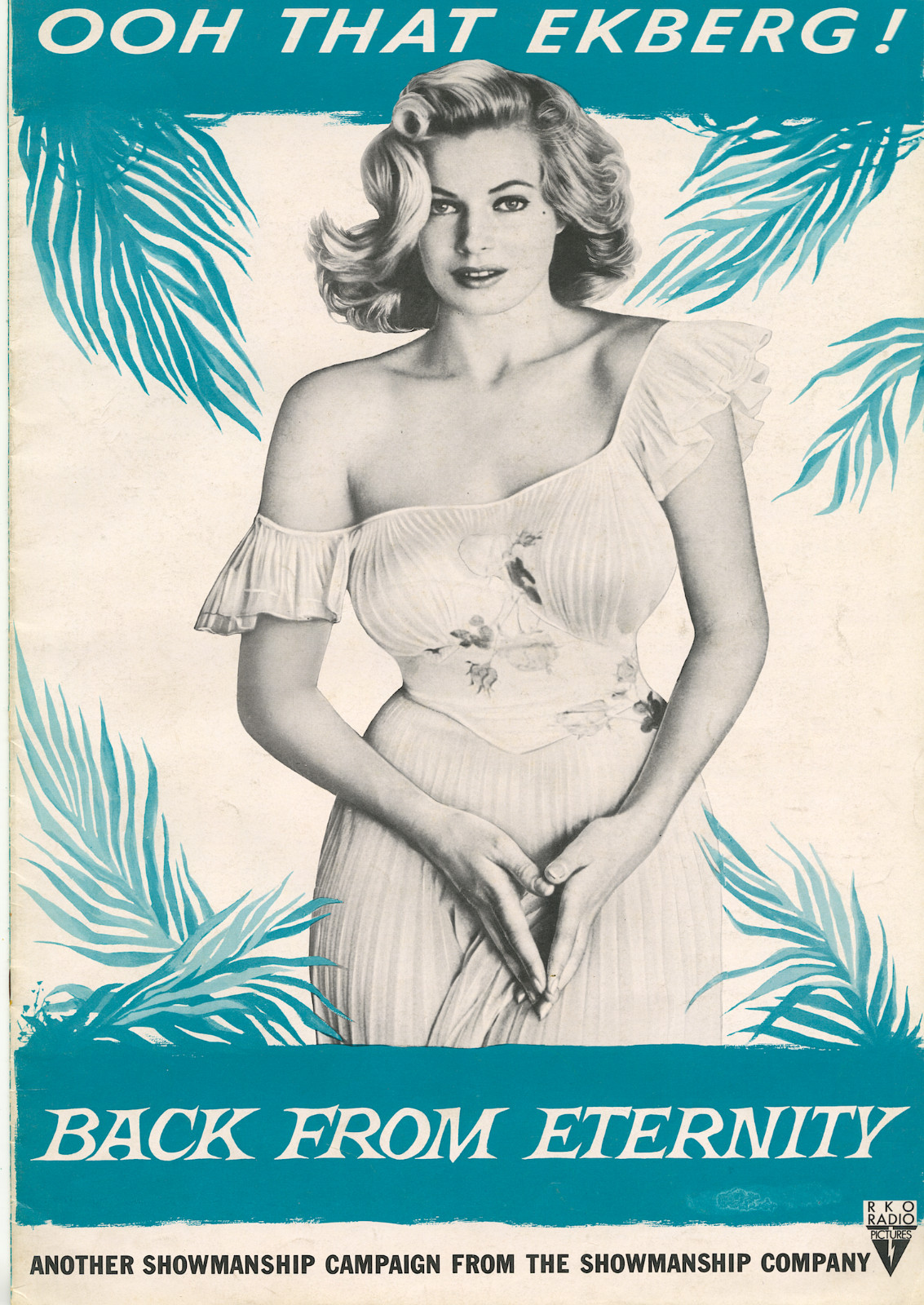 BACK FROM ETERNITY (1956) • Original 12x18 Uncut, UNFOLDED • ANITA EKBERG • RARE