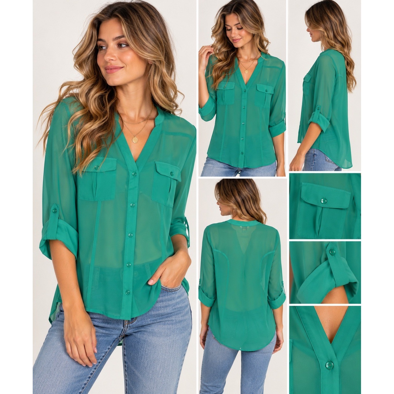 Candie\'s Y2K Teal Sheer Blouse XS Vintage 2000s Button Front Boho Top