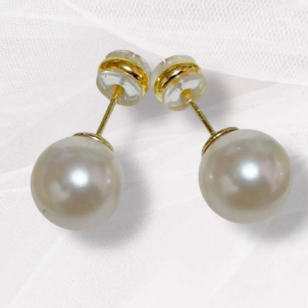 GENUINE JAPANESE AKOYA PEARL STUD EARRINGS 12MM K18 GP JAPAN