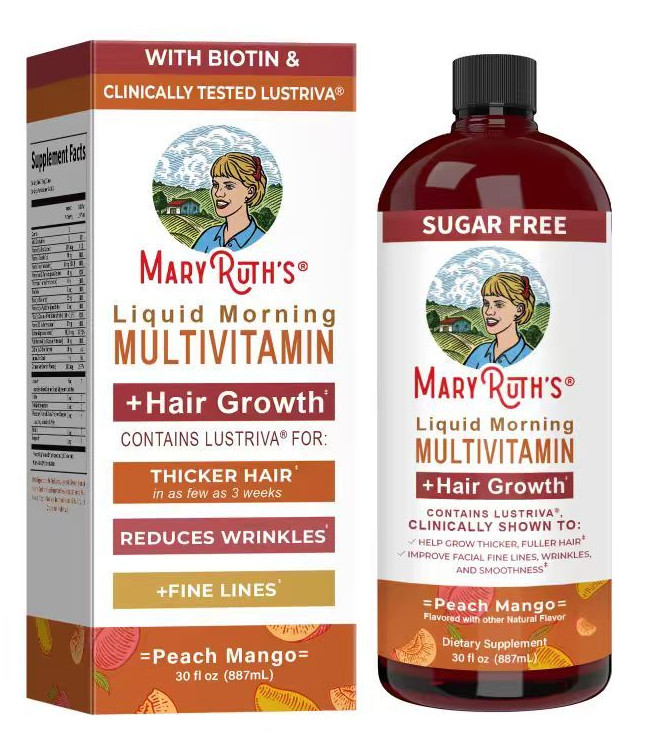 Mary Ruth\'s Liquid Morning Multi  + Hair Growth -Peach Mango- 30oz