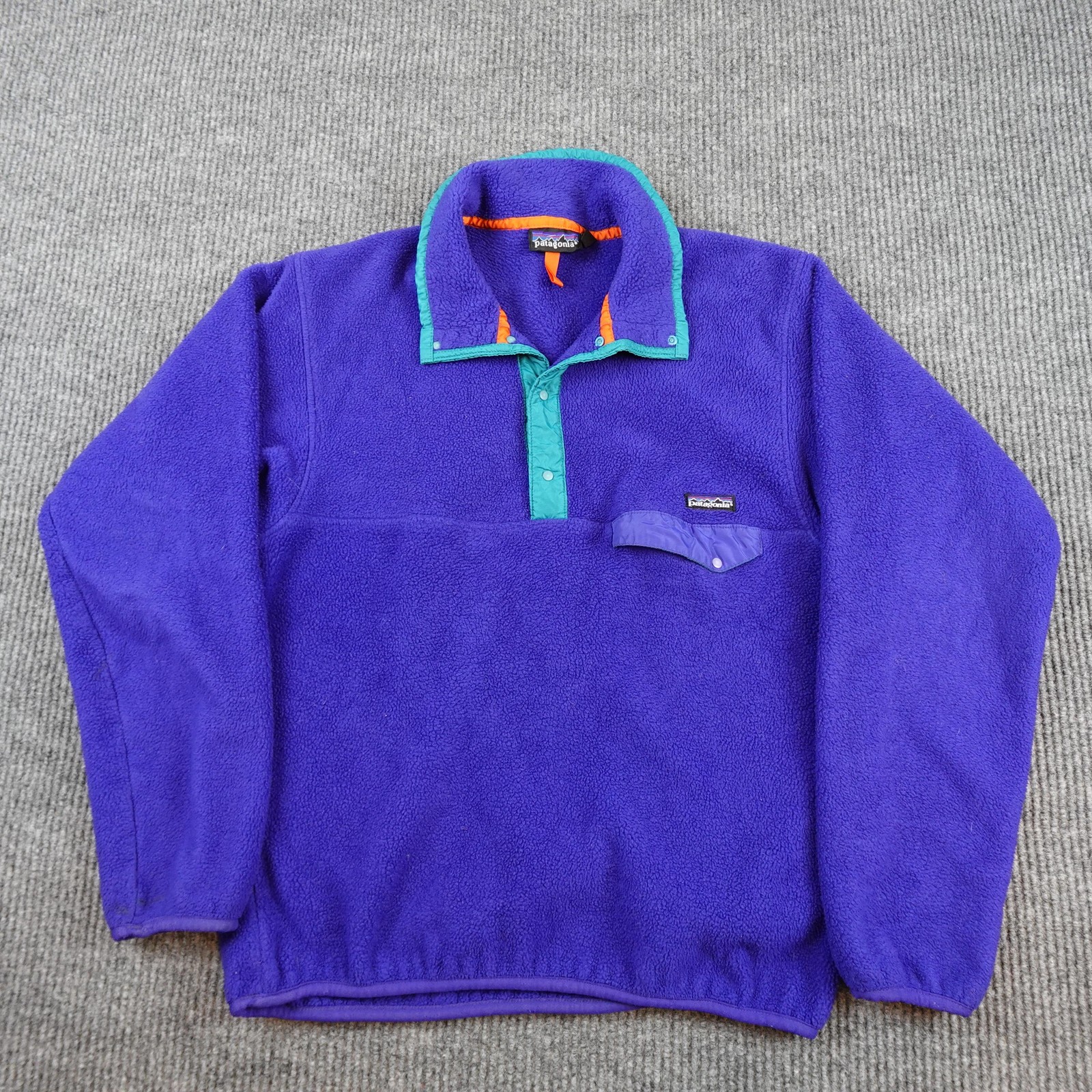 Vintage Patagonia Synchilla Jacket Mens Large Purple Teal Fleece USA Pullover 90 Vintage Patagonia Synchilla Jacket Mens Large Purple Teal Fleece USA Pullover 90