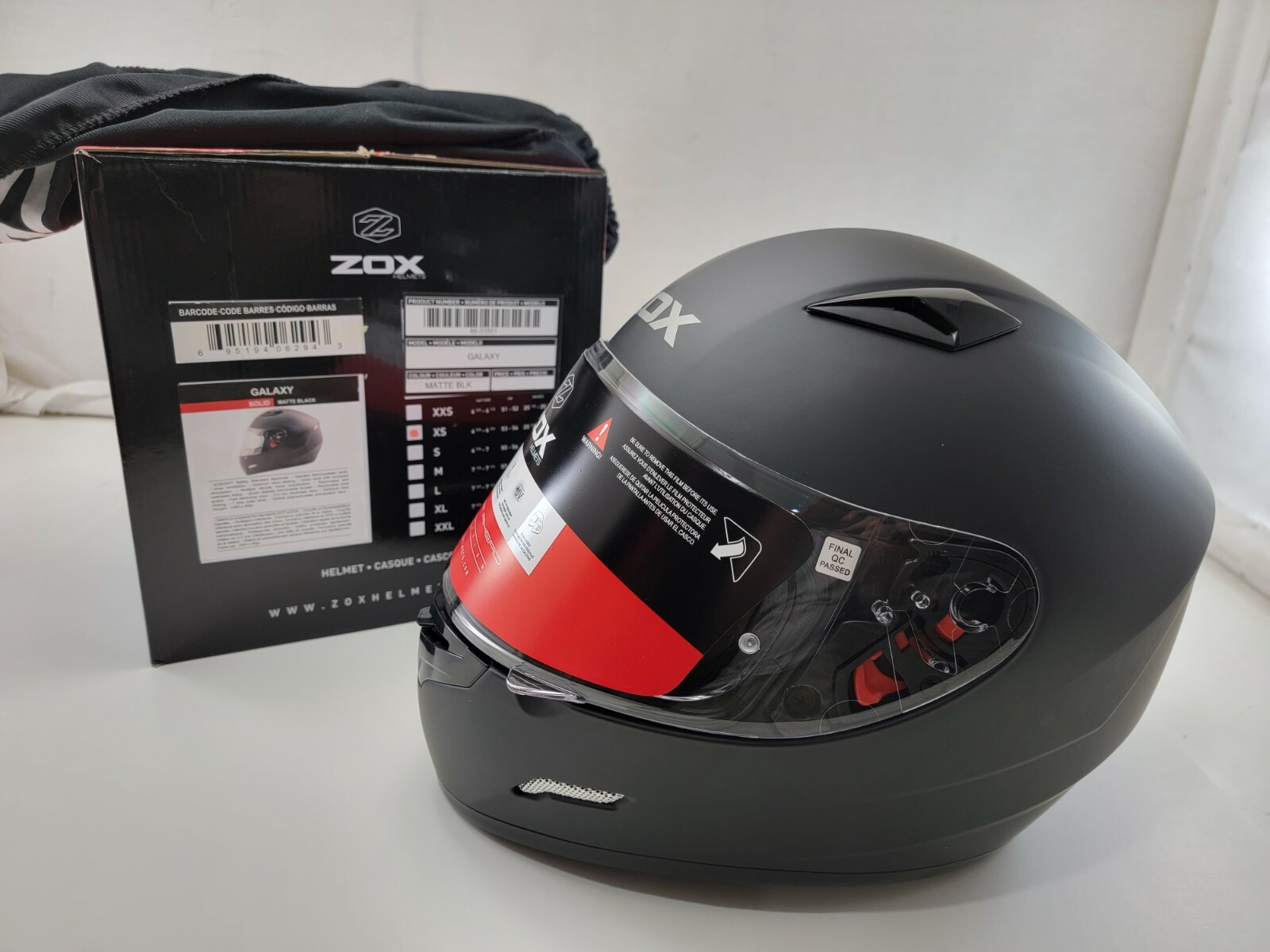 ZOX Galaxy Full Face Motorcycle Helmet - Matte Black - Size XS - *NEW*