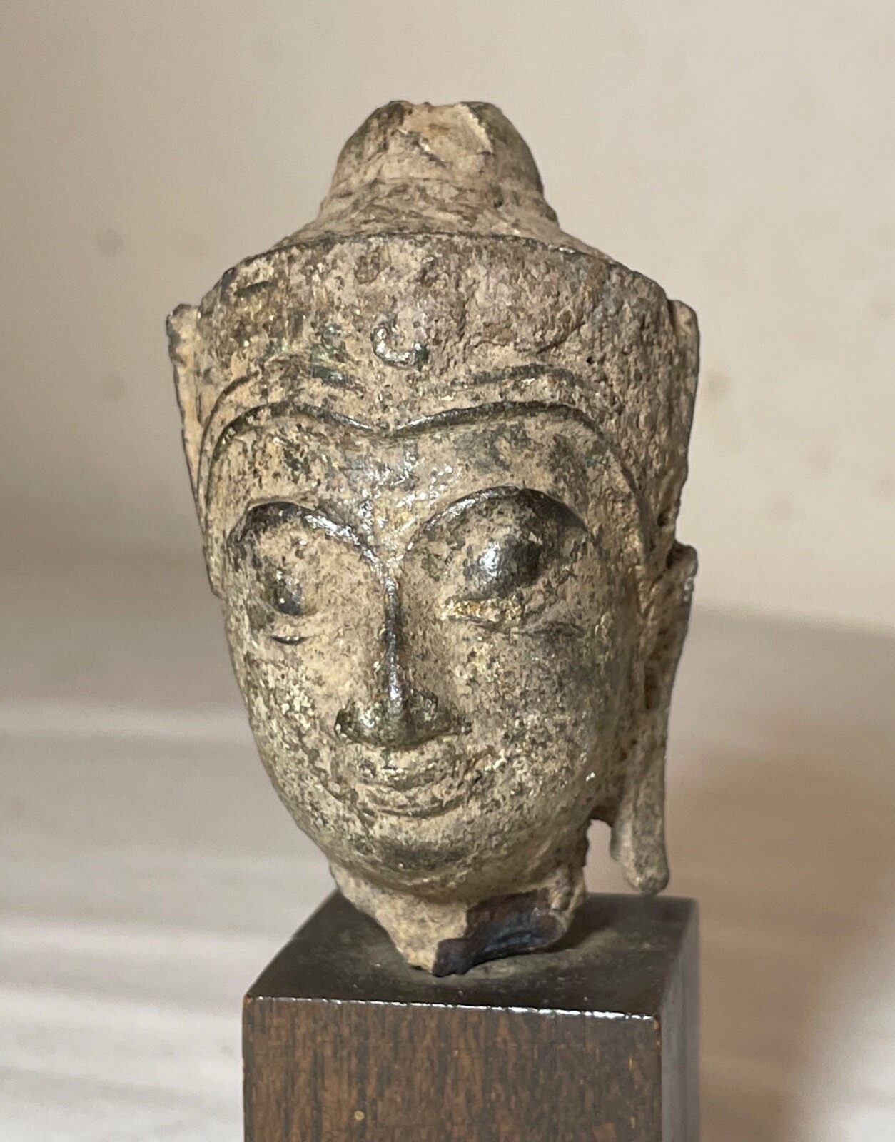 rare antique 14th century handmade bronze Thailand Buddha head statue fragment rare antique 14th century handmade bronze Thailand Buddha head statue fragment