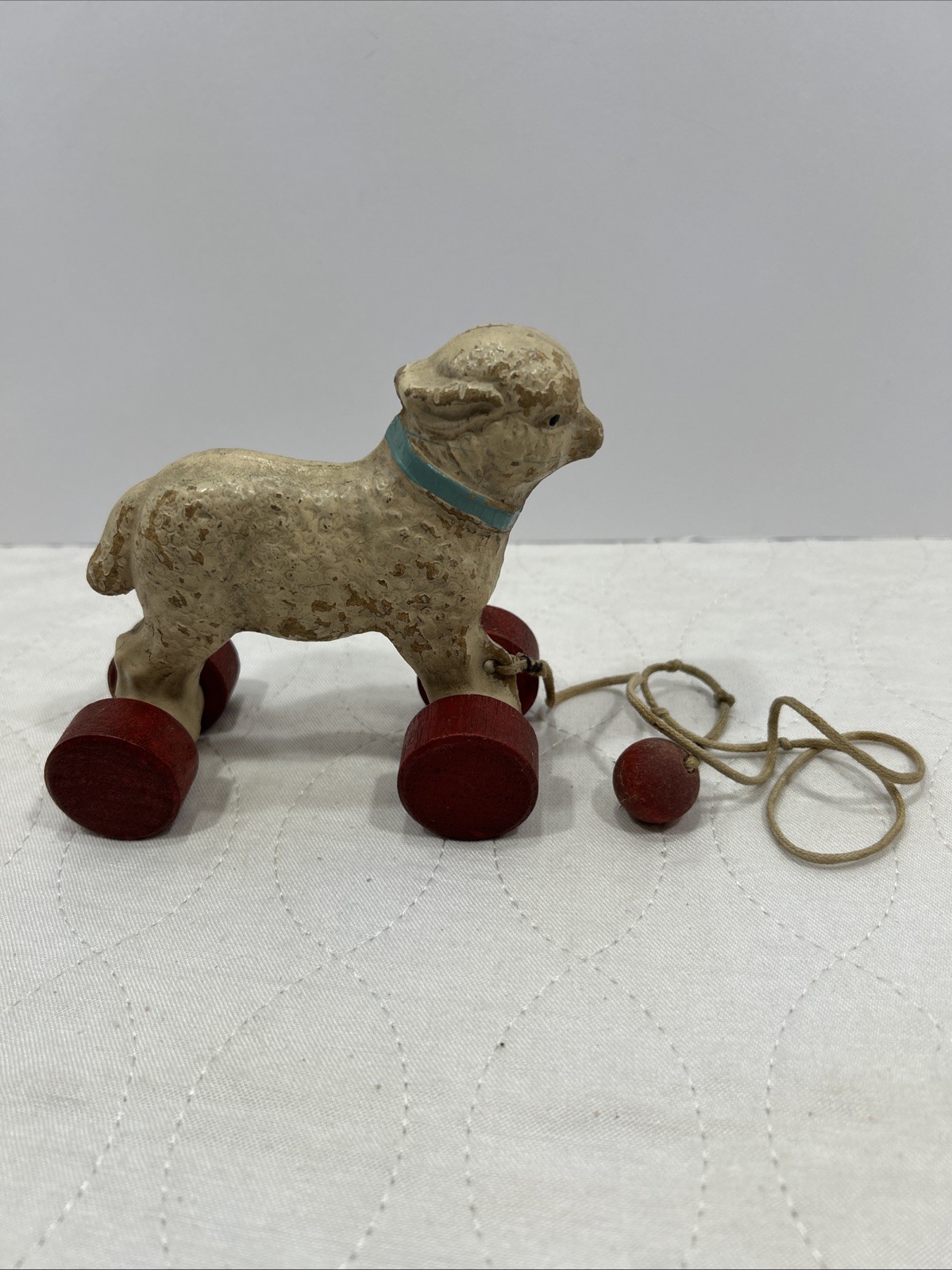 Vintage 1940s Hubley Mary\'s Lamb Pull-Toy. Some Wear. Ships Safely.
